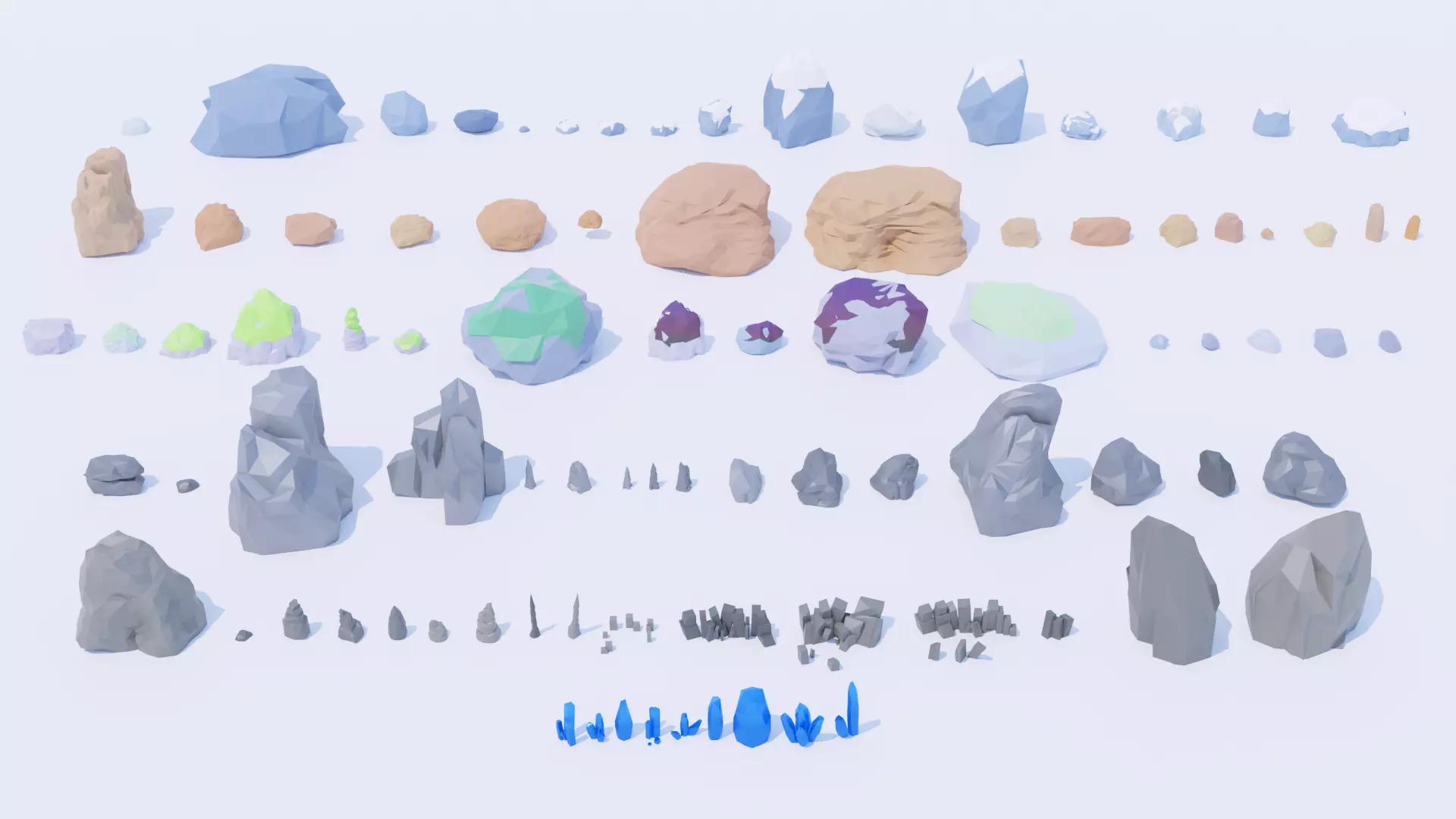 Pack 89 Rocks Low-Poly Low-poly 3D model_0