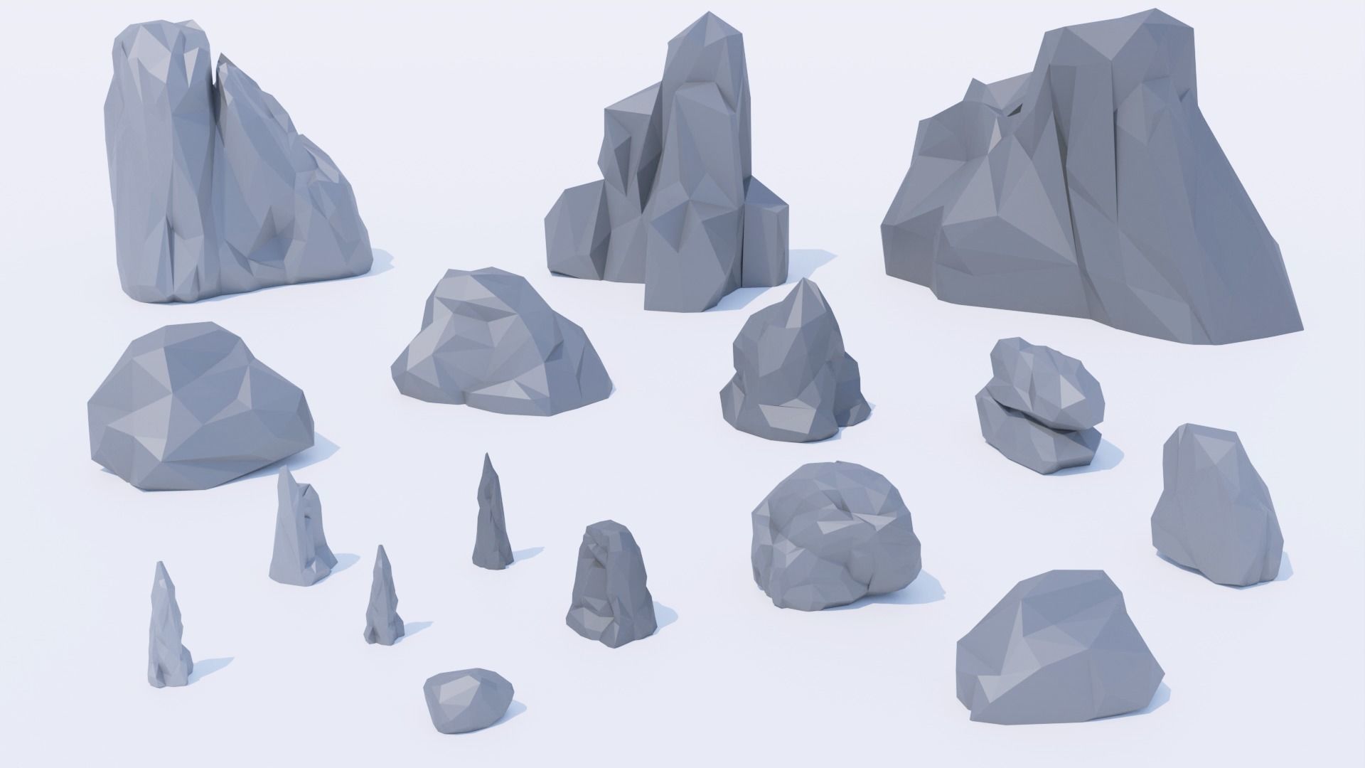 Pack 89 Rocks Low-Poly Low-poly 3D model_3