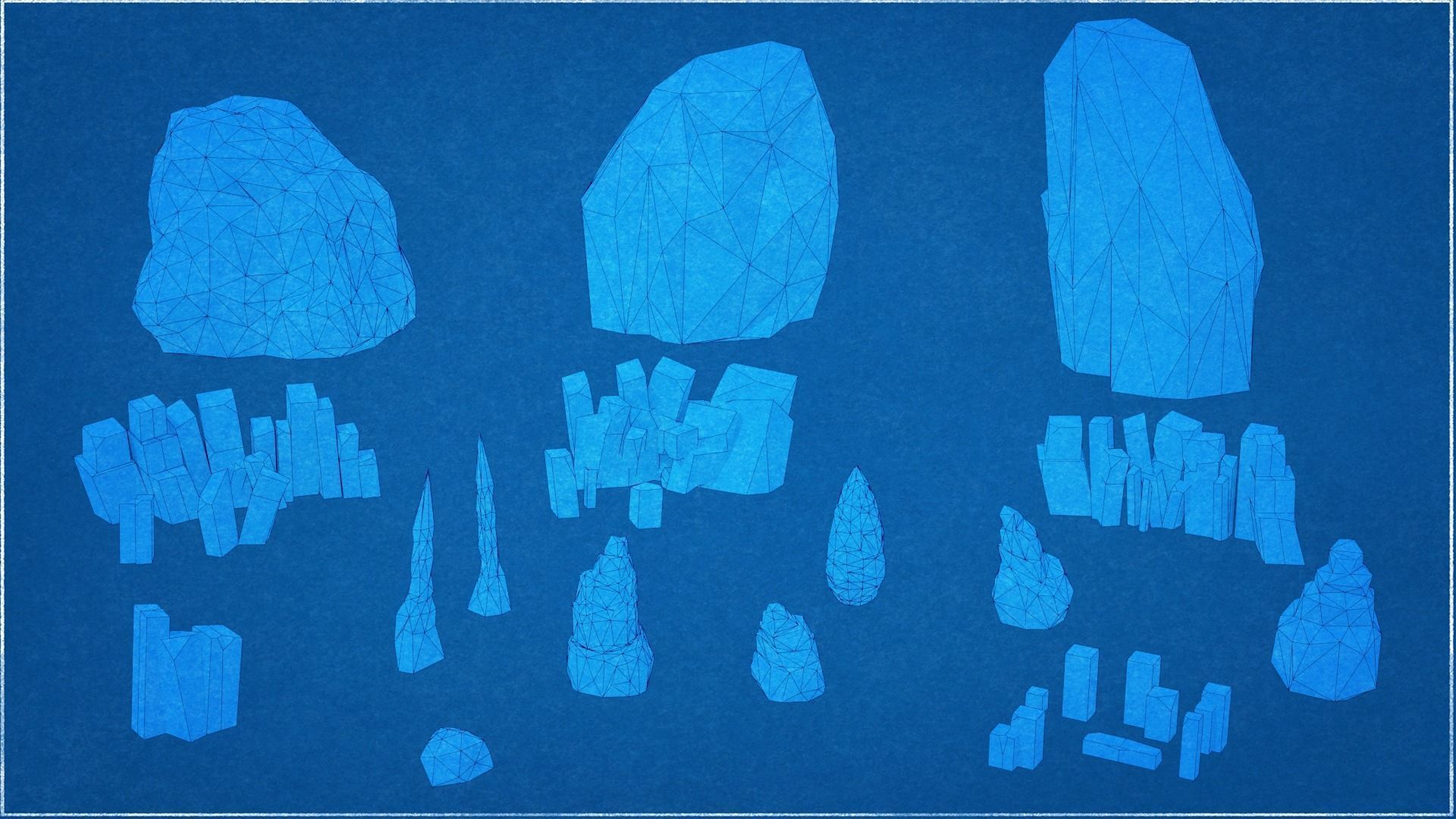 Pack 89 Rocks Low-Poly Low-poly 3D model_8