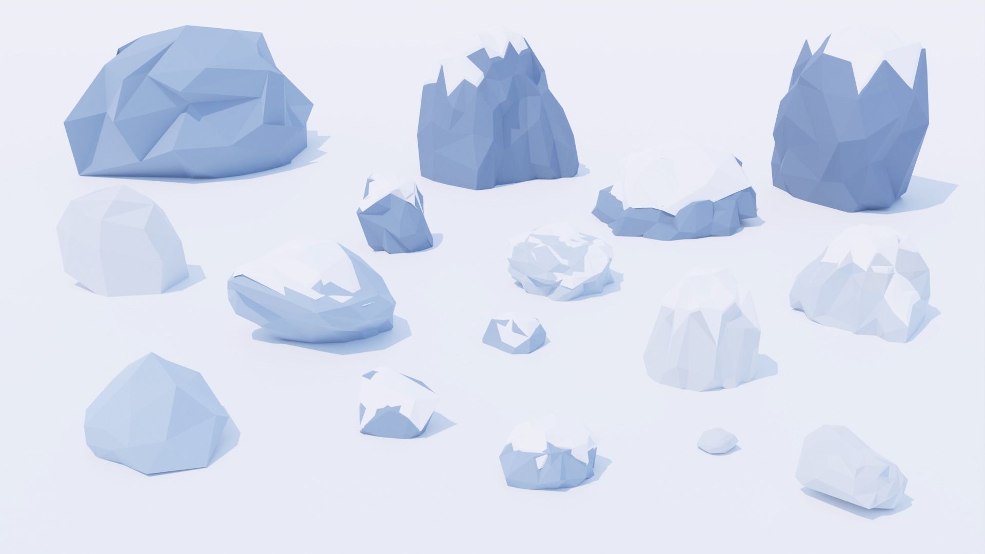 Pack 89 Rocks Low-Poly Low-poly 3D model_6