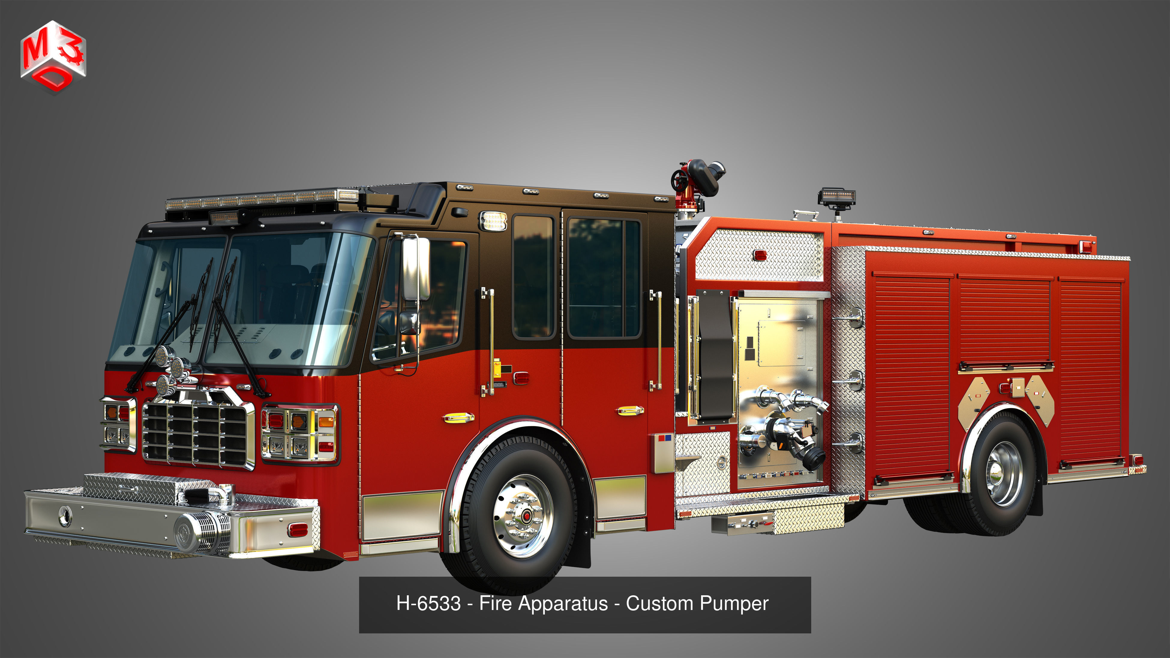 Ferrara Fire Apparatus - Fire Trucks  2 in 1 3D Model Collection_3