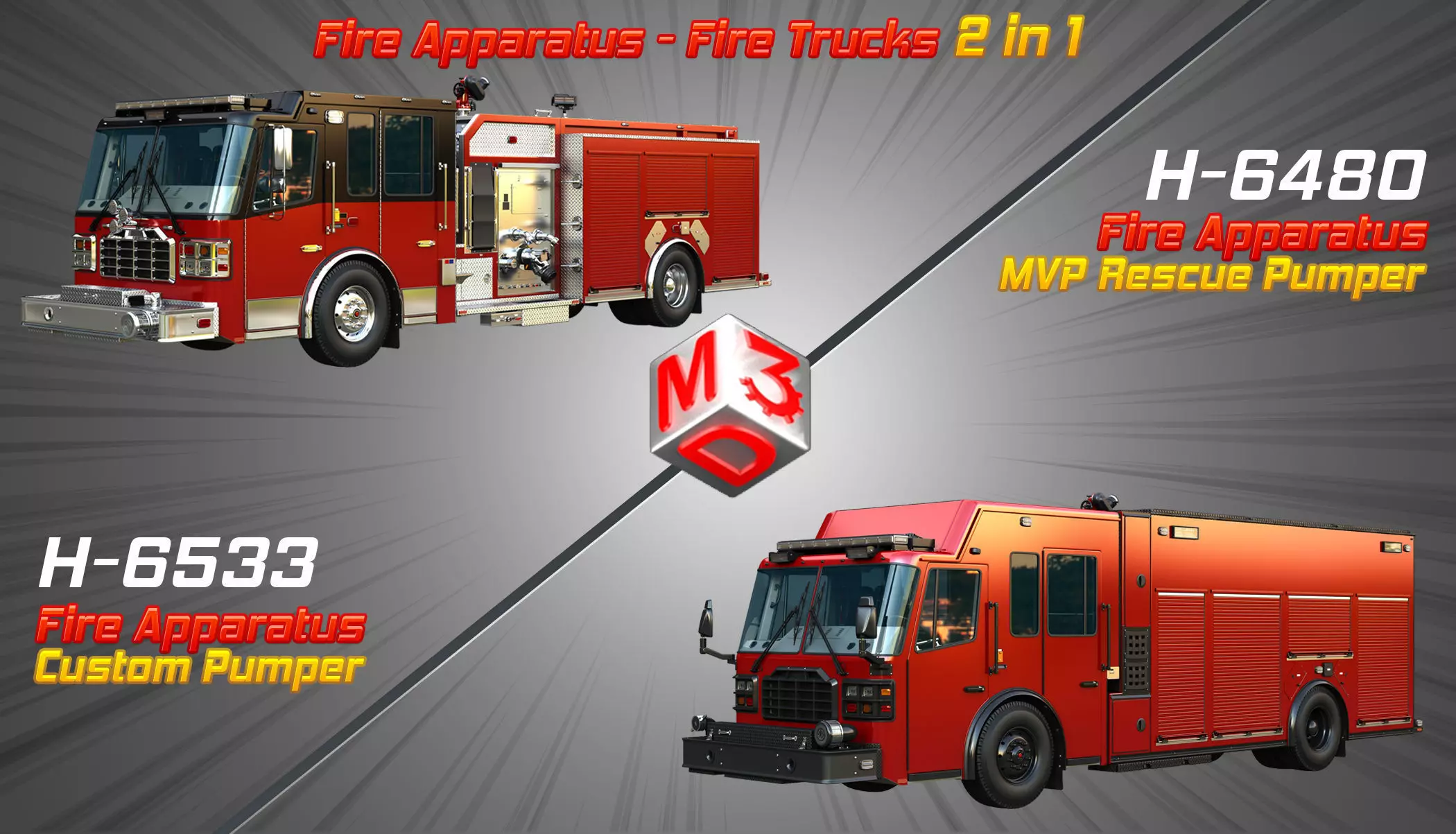 Ferrara Fire Apparatus - Fire Trucks  2 in 1 3D Model Collection_0