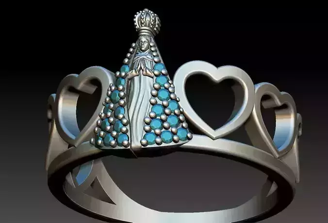 Aparecida Heart Ring 3D print model