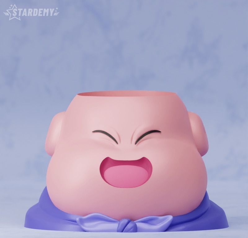 Majin Boo Pen Holder Planter Decor Print in Place 2 expressions 3D print model_3