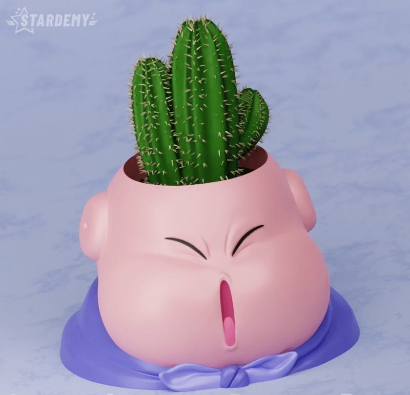 Majin Boo Pen Holder Planter Decor Print in Place 2 expressions 3D print model_5
