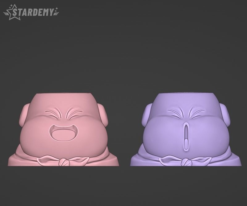 Majin Boo Pen Holder Planter Decor Print in Place 2 expressions 3D print model_7