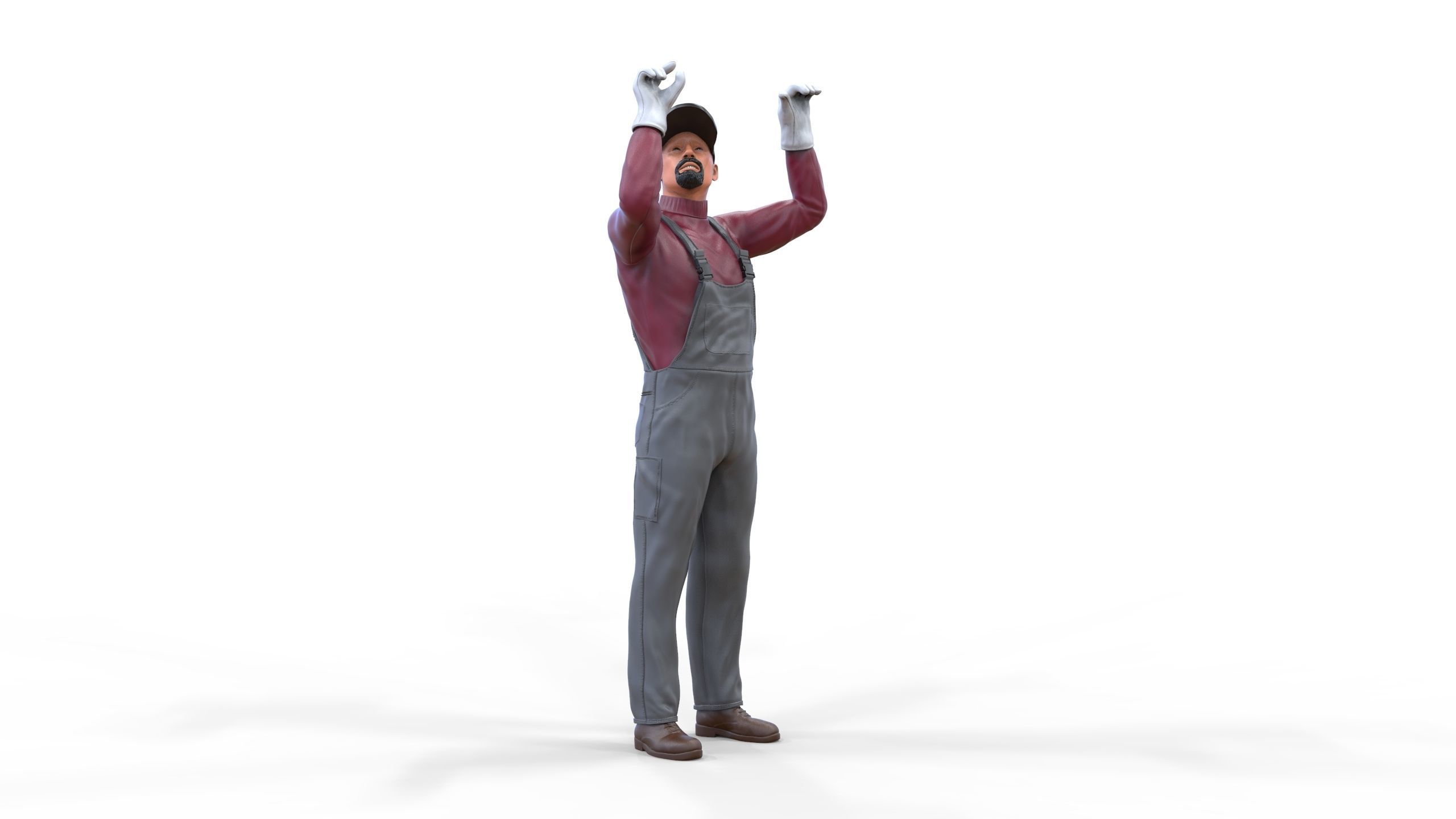 N2 Mechanic Crew working under a car or construction worker 3D print model_1