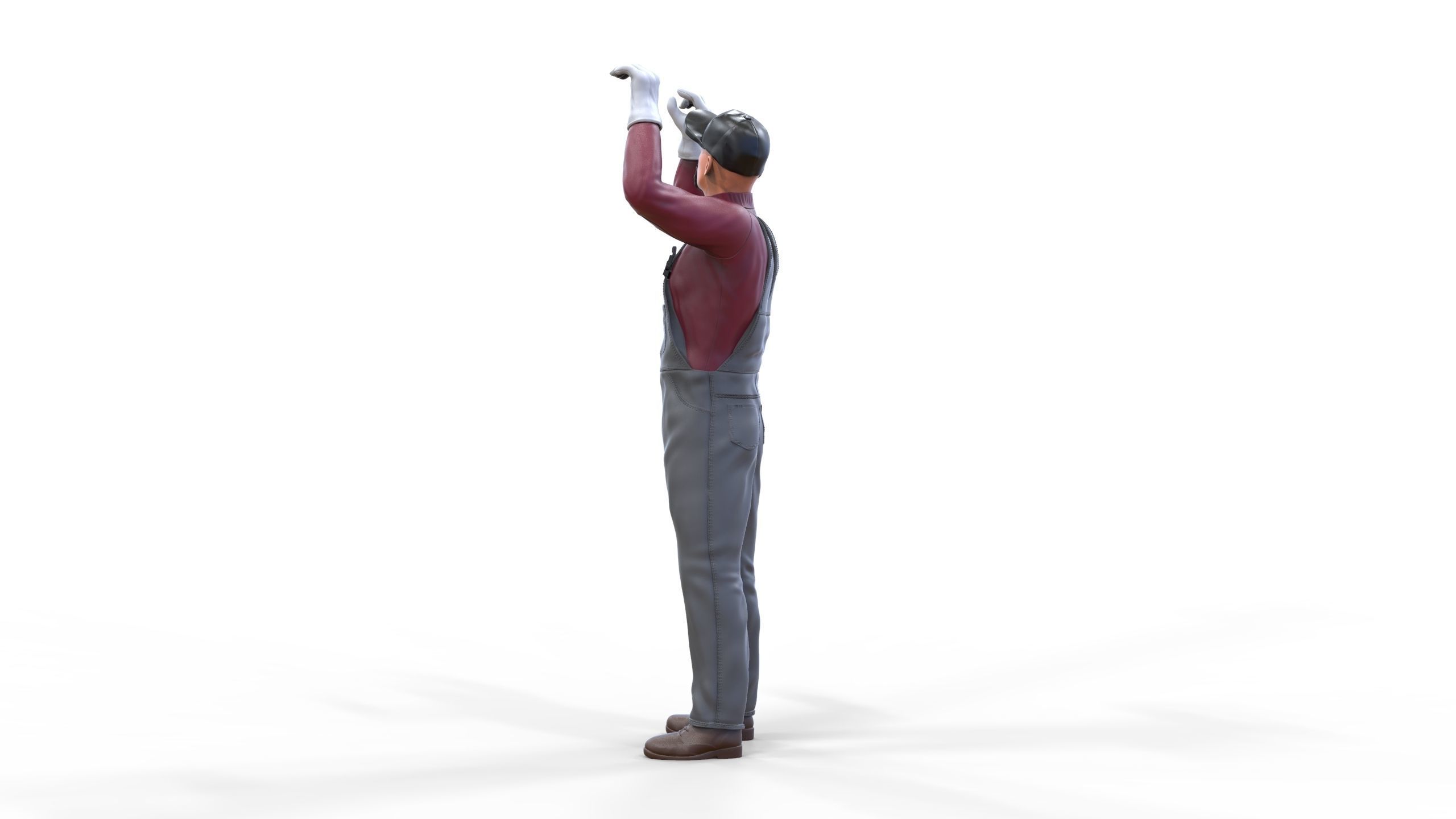 N2 Mechanic Crew working under a car or construction worker 3D print model_14