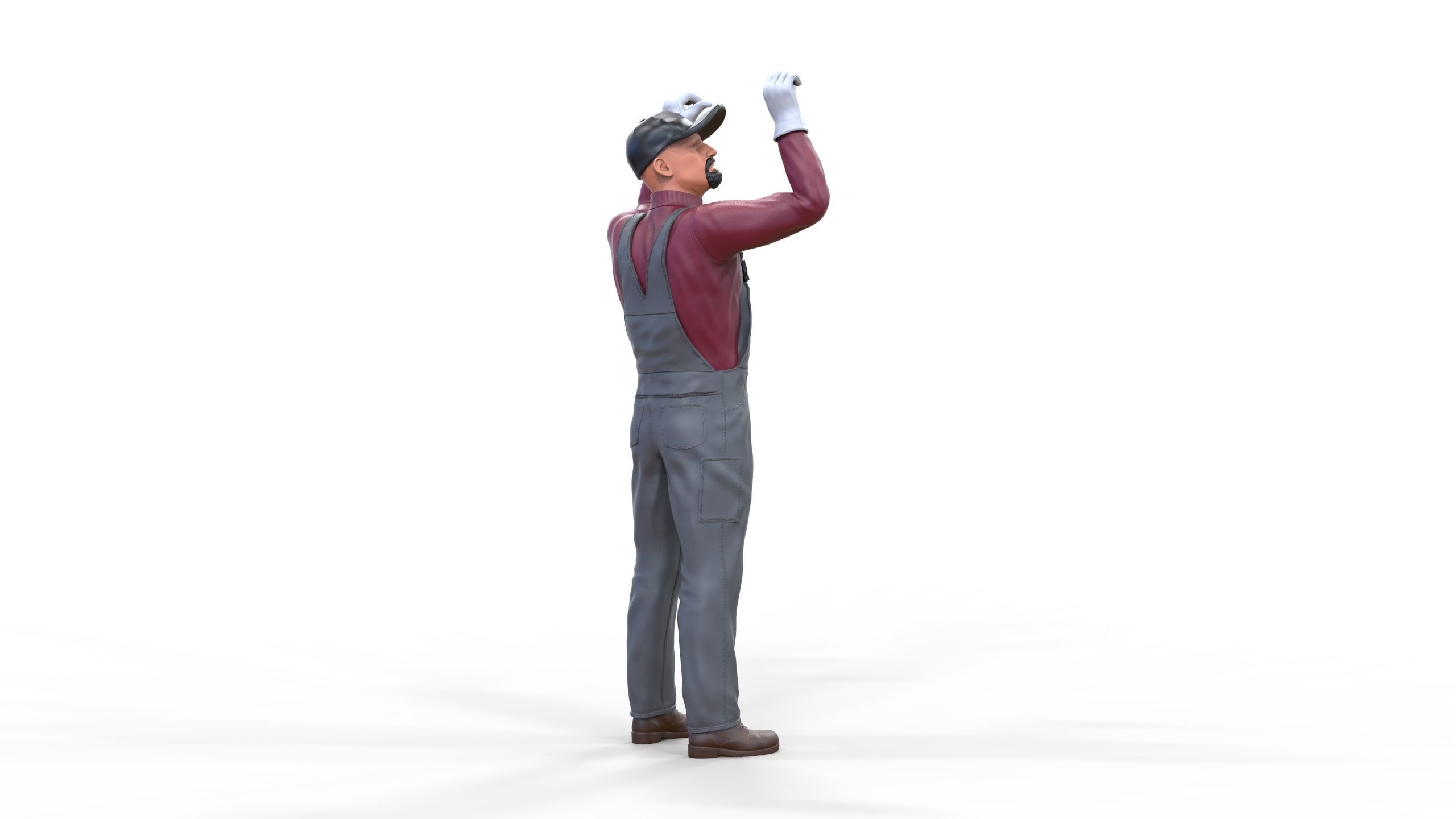 N2 Mechanic Crew working under a car or construction worker 3D print model_31