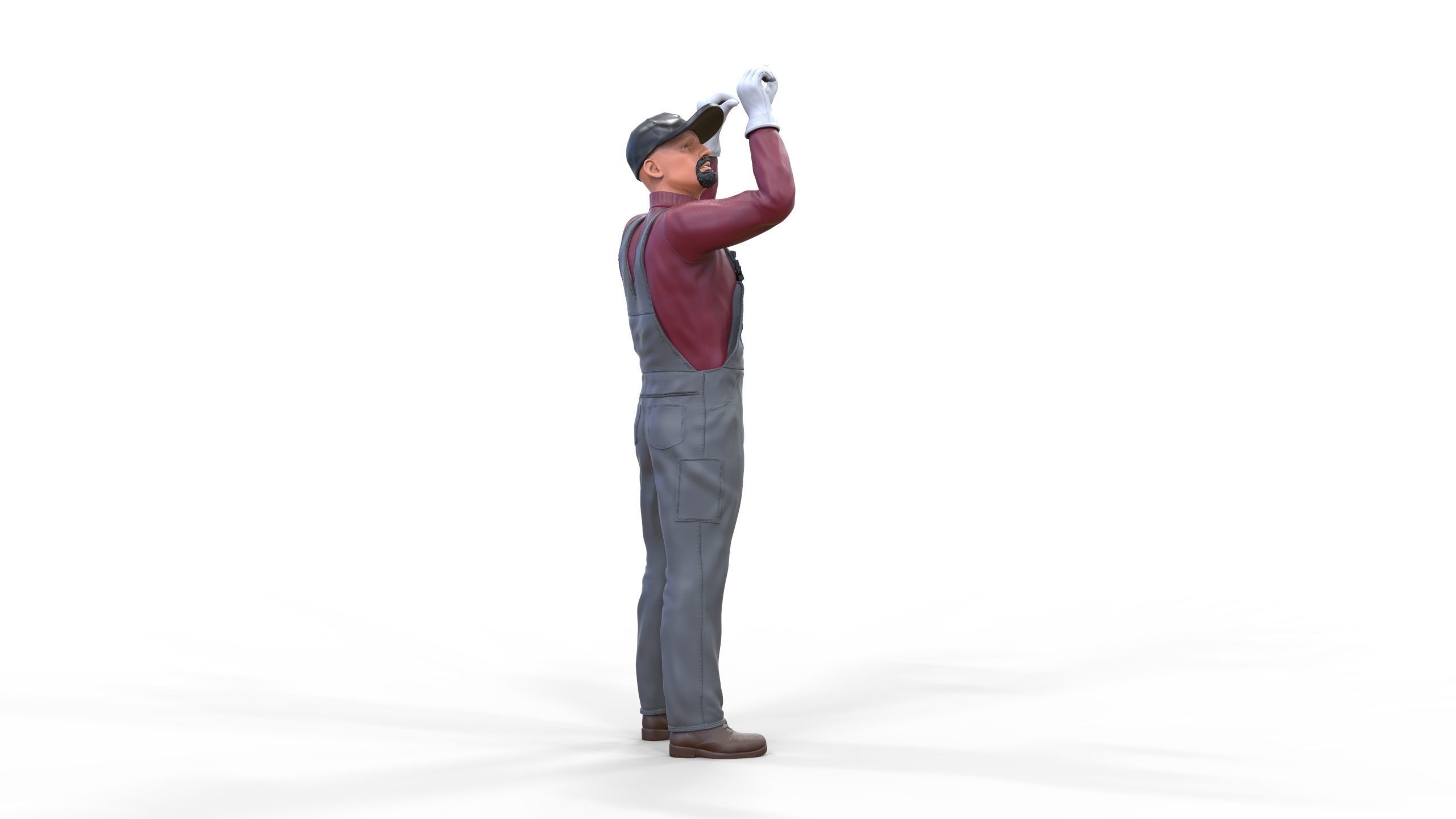 N2 Mechanic Crew working under a car or construction worker 3D print model_33