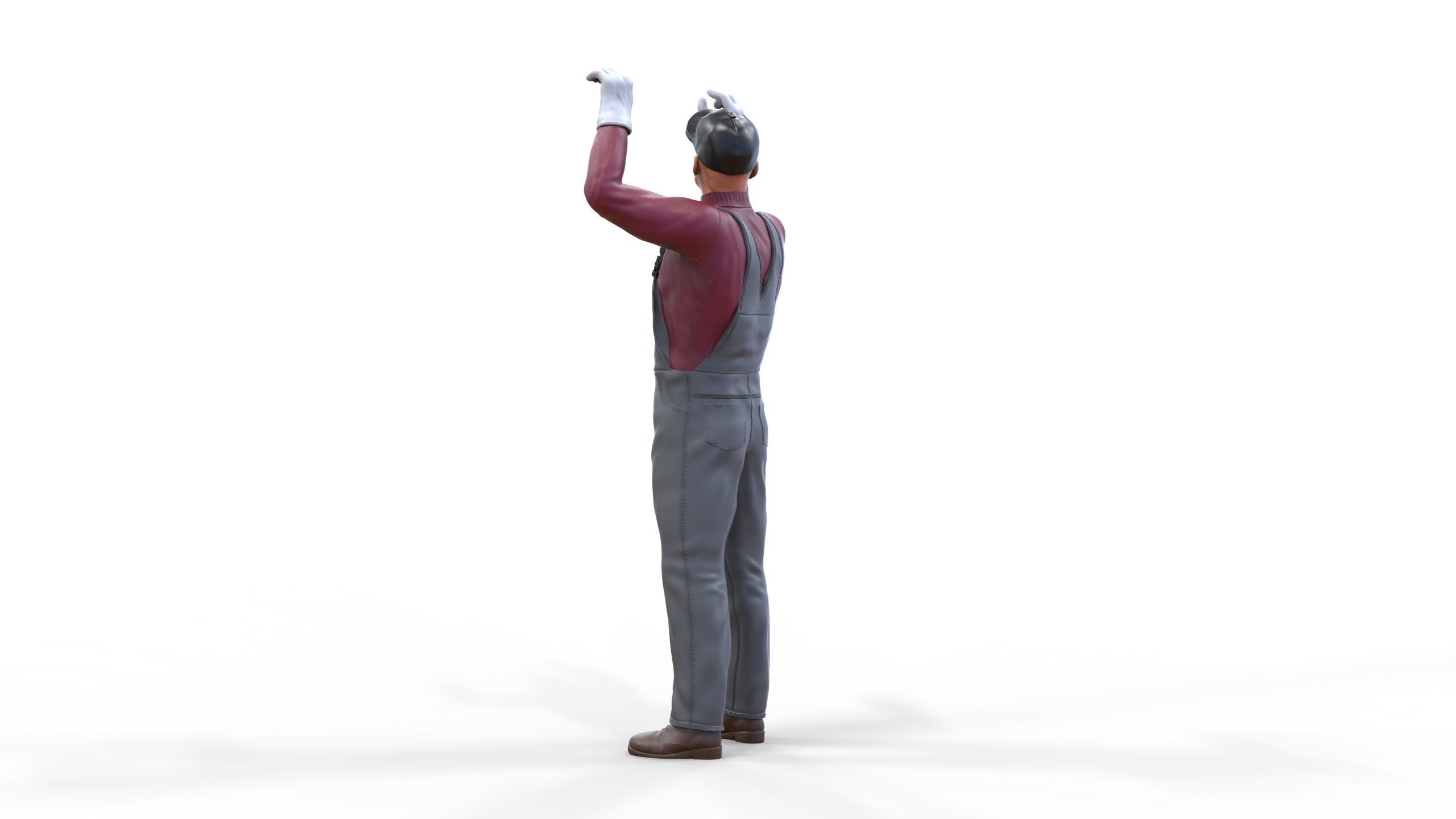 N2 Mechanic Crew working under a car or construction worker 3D print model_17
