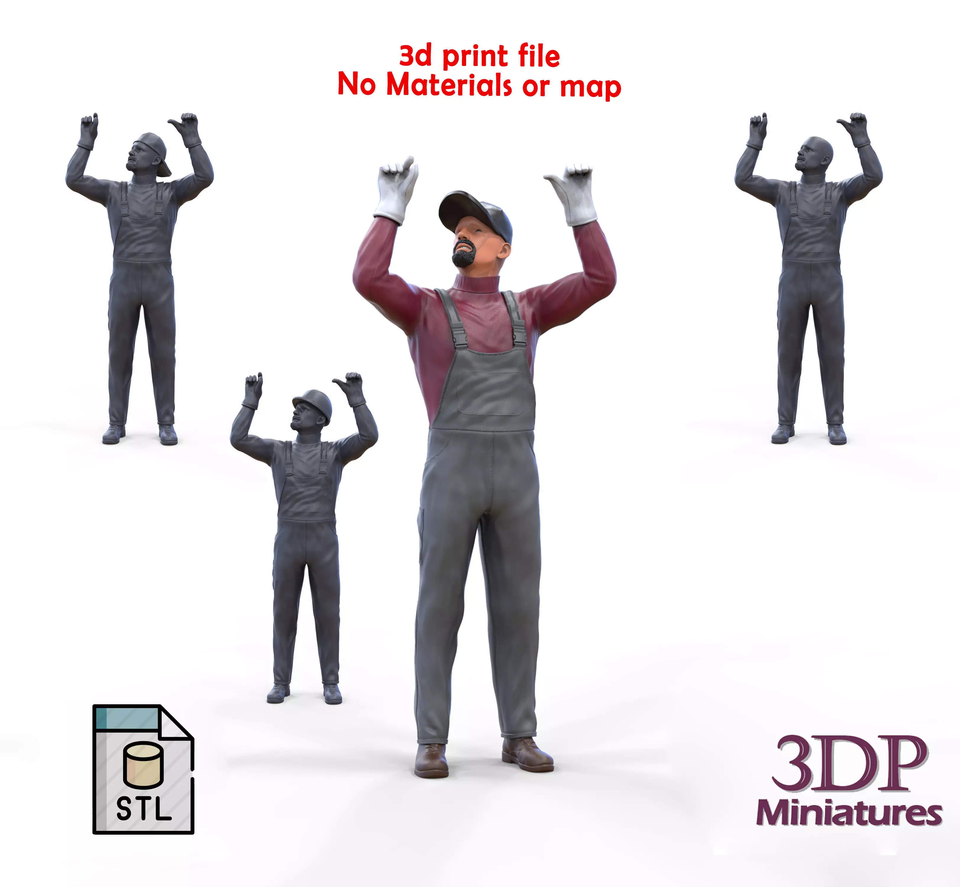 N2 Mechanic Crew working under a car or construction worker 3D print model_0