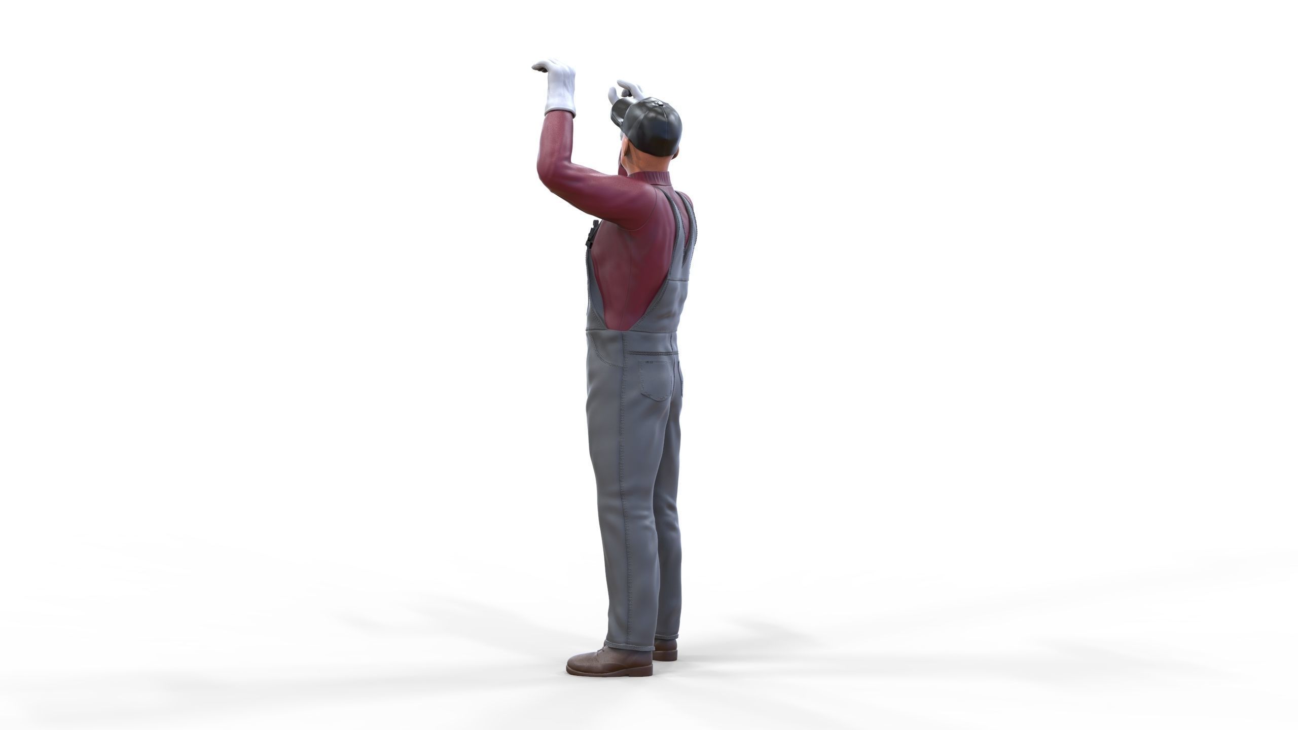 N2 Mechanic Crew working under a car or construction worker 3D print model_16