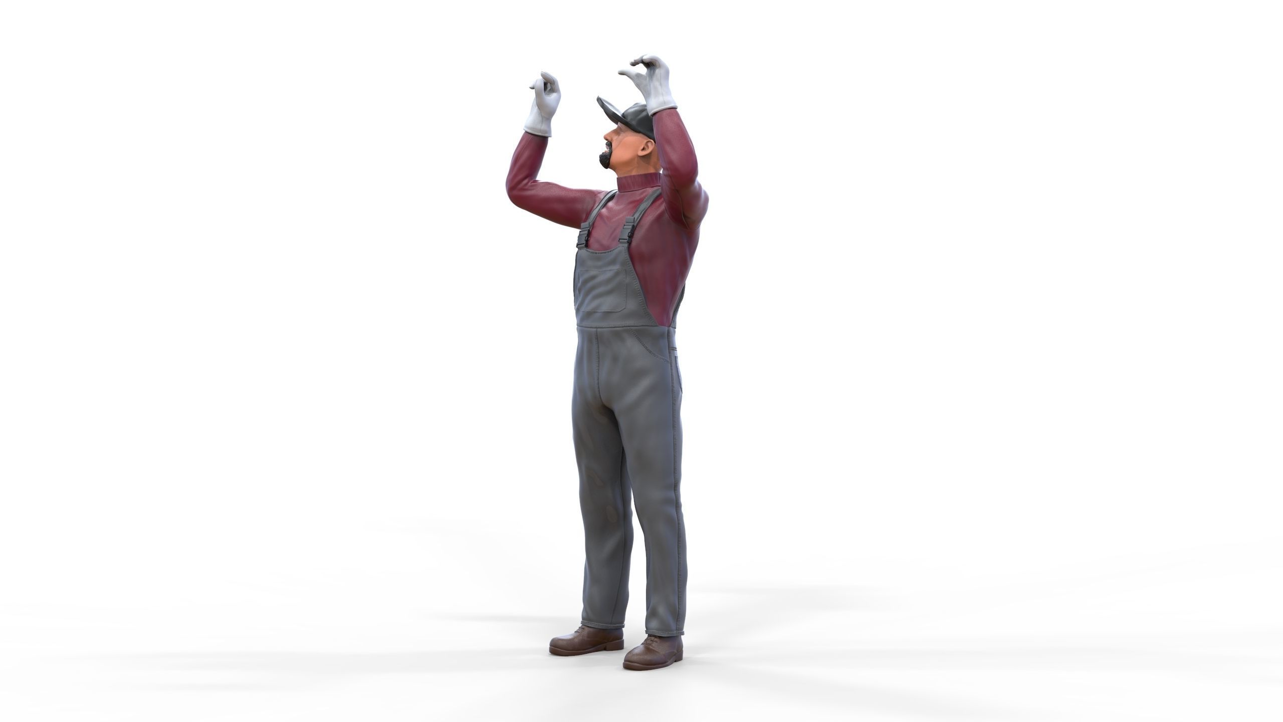 N2 Mechanic Crew working under a car or construction worker 3D print model_12