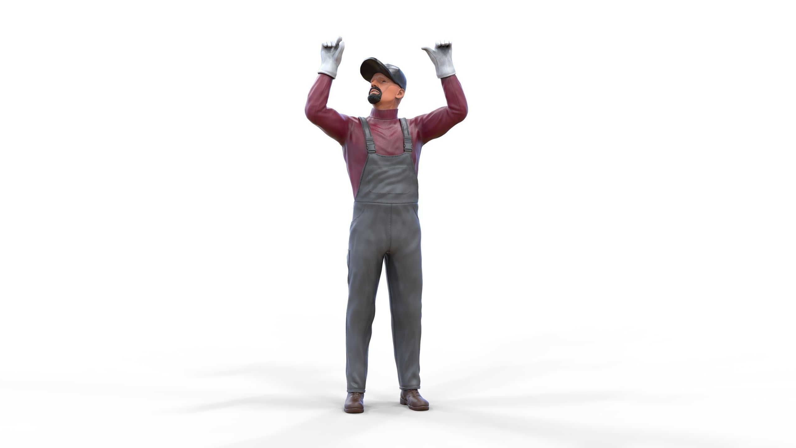 N2 Mechanic Crew working under a car or construction worker 3D print model_6