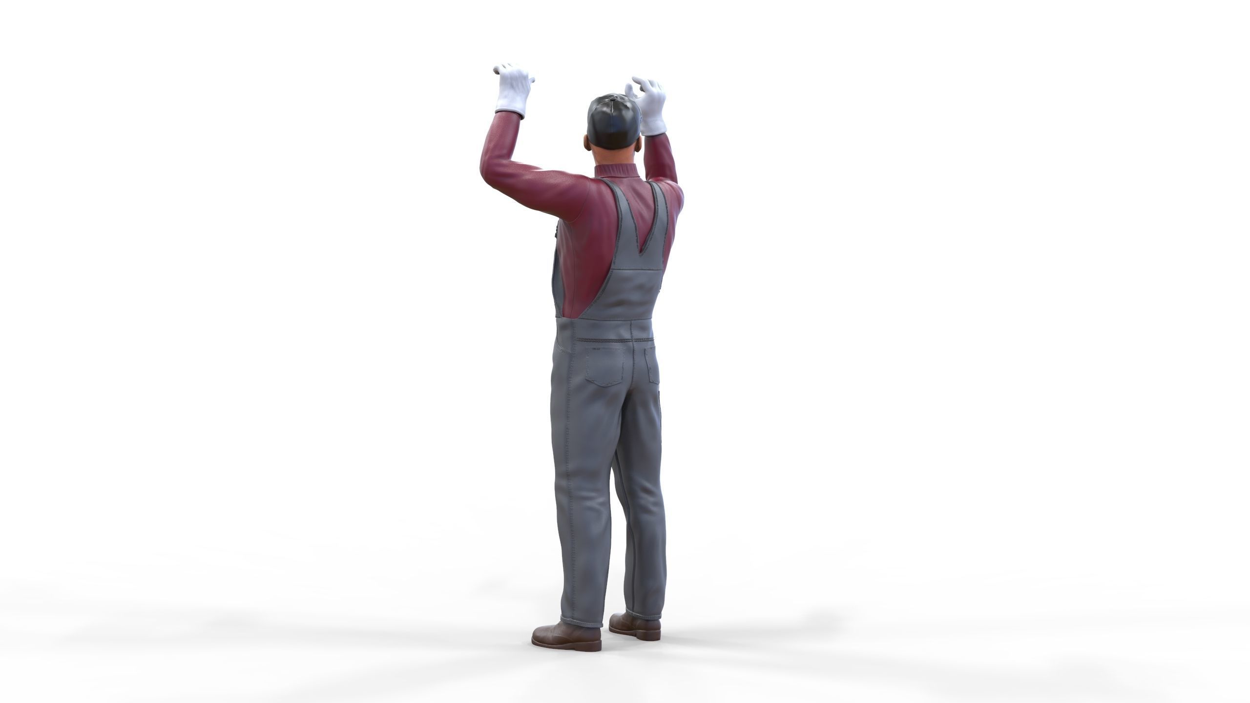 N2 Mechanic Crew working under a car or construction worker 3D print model_20