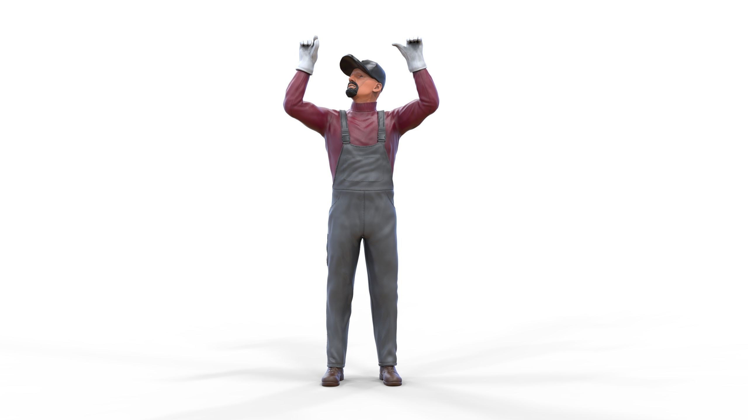 N2 Mechanic Crew working under a car or construction worker 3D print model_7