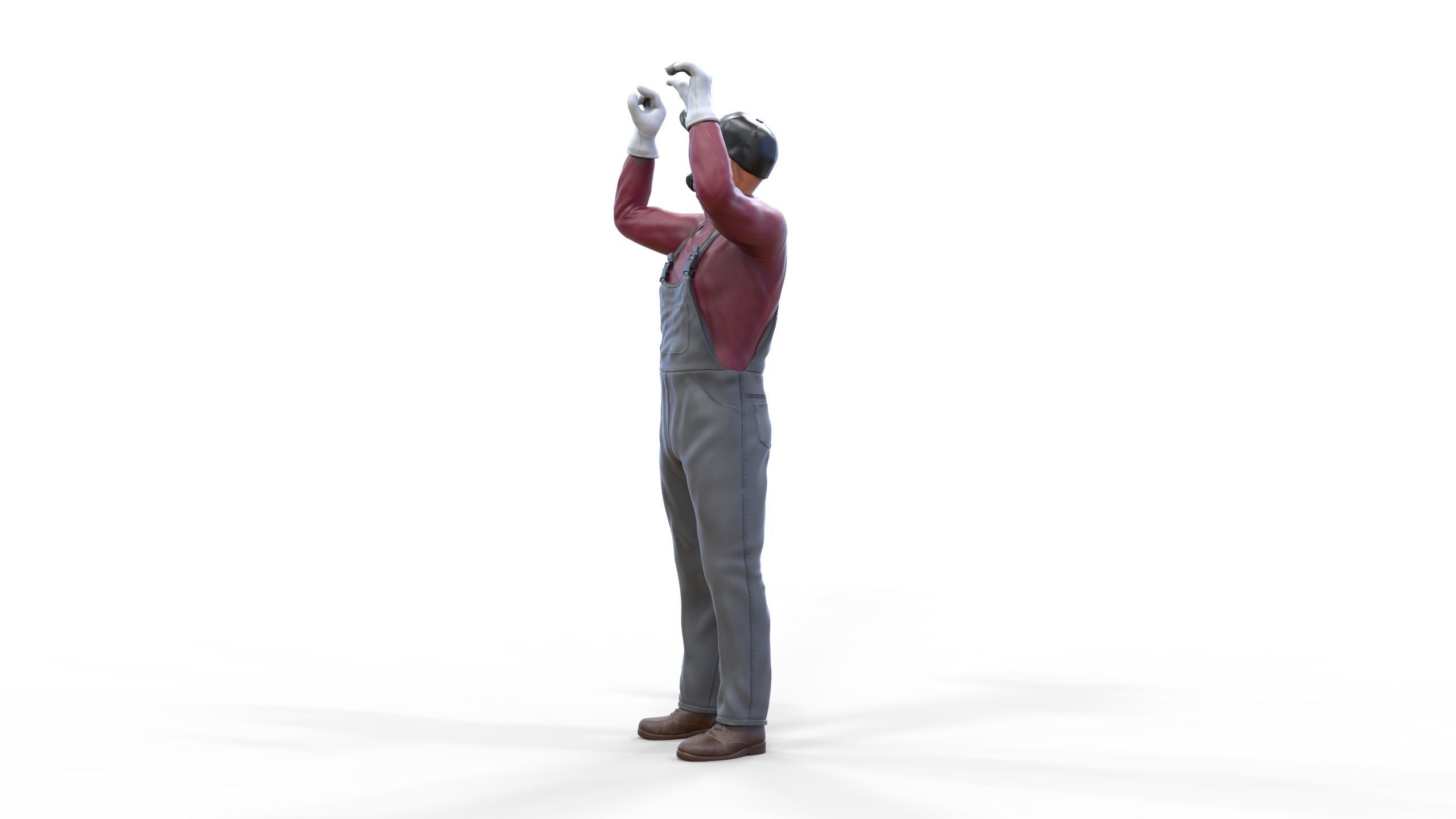 N2 Mechanic Crew working under a car or construction worker 3D print model_19