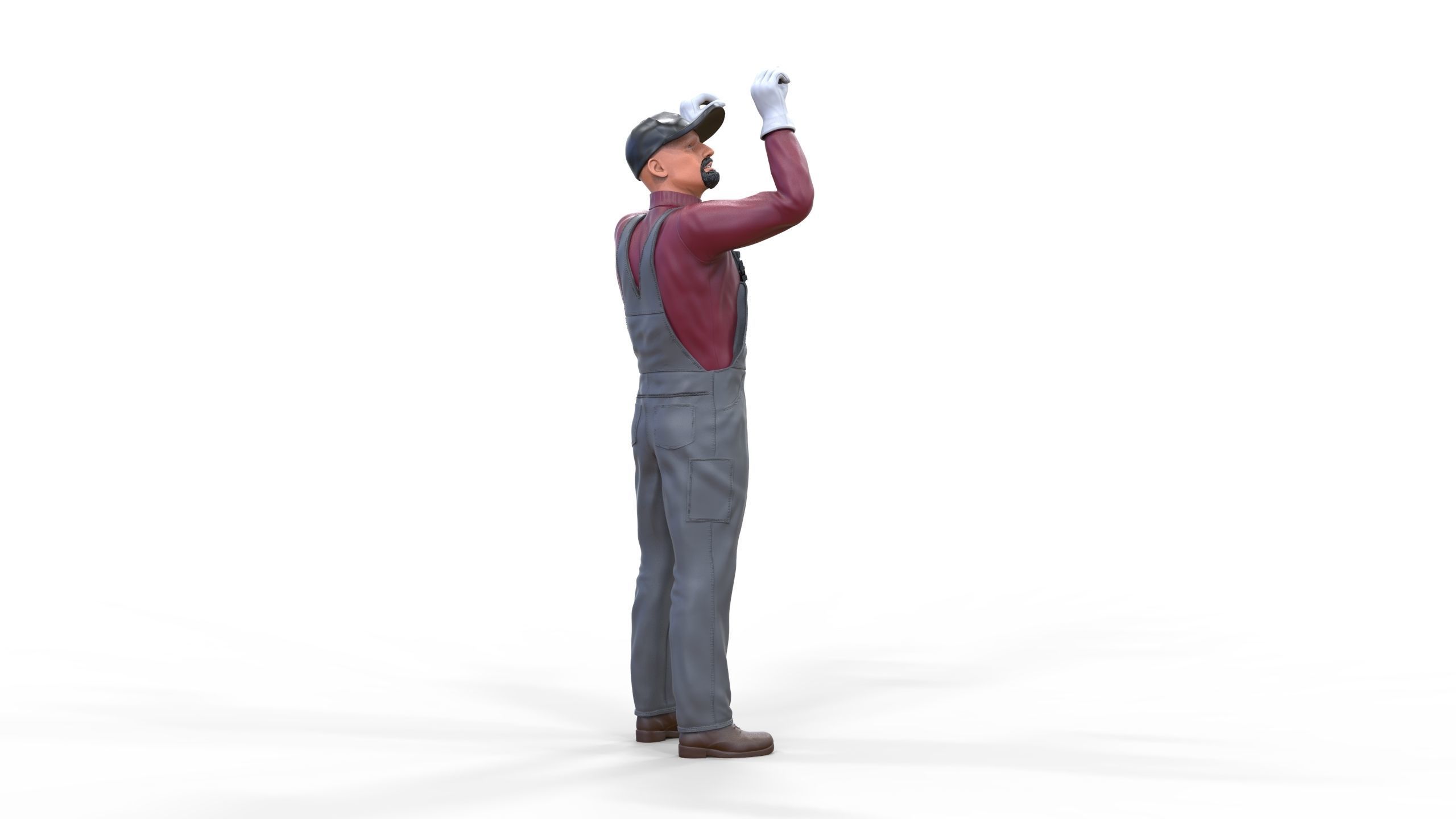 N2 Mechanic Crew working under a car or construction worker 3D print model_32