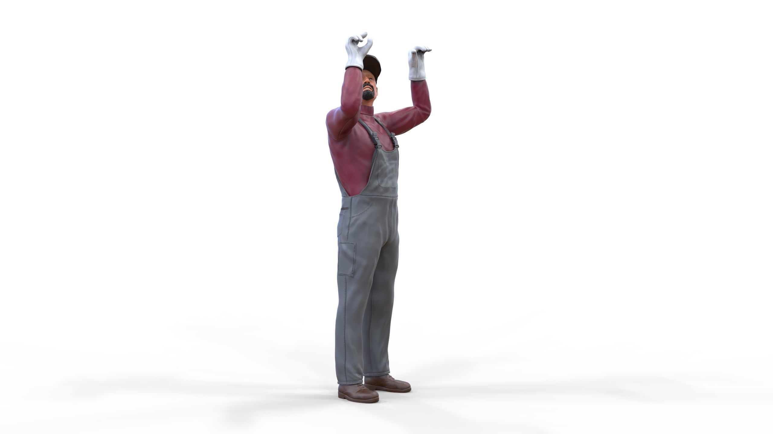 N2 Mechanic Crew working under a car or construction worker 3D print model_38