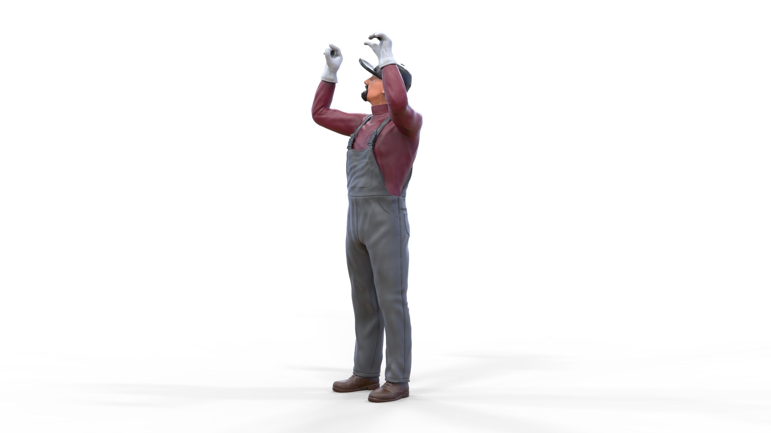 N2 Mechanic Crew working under a car or construction worker 3D print model_13