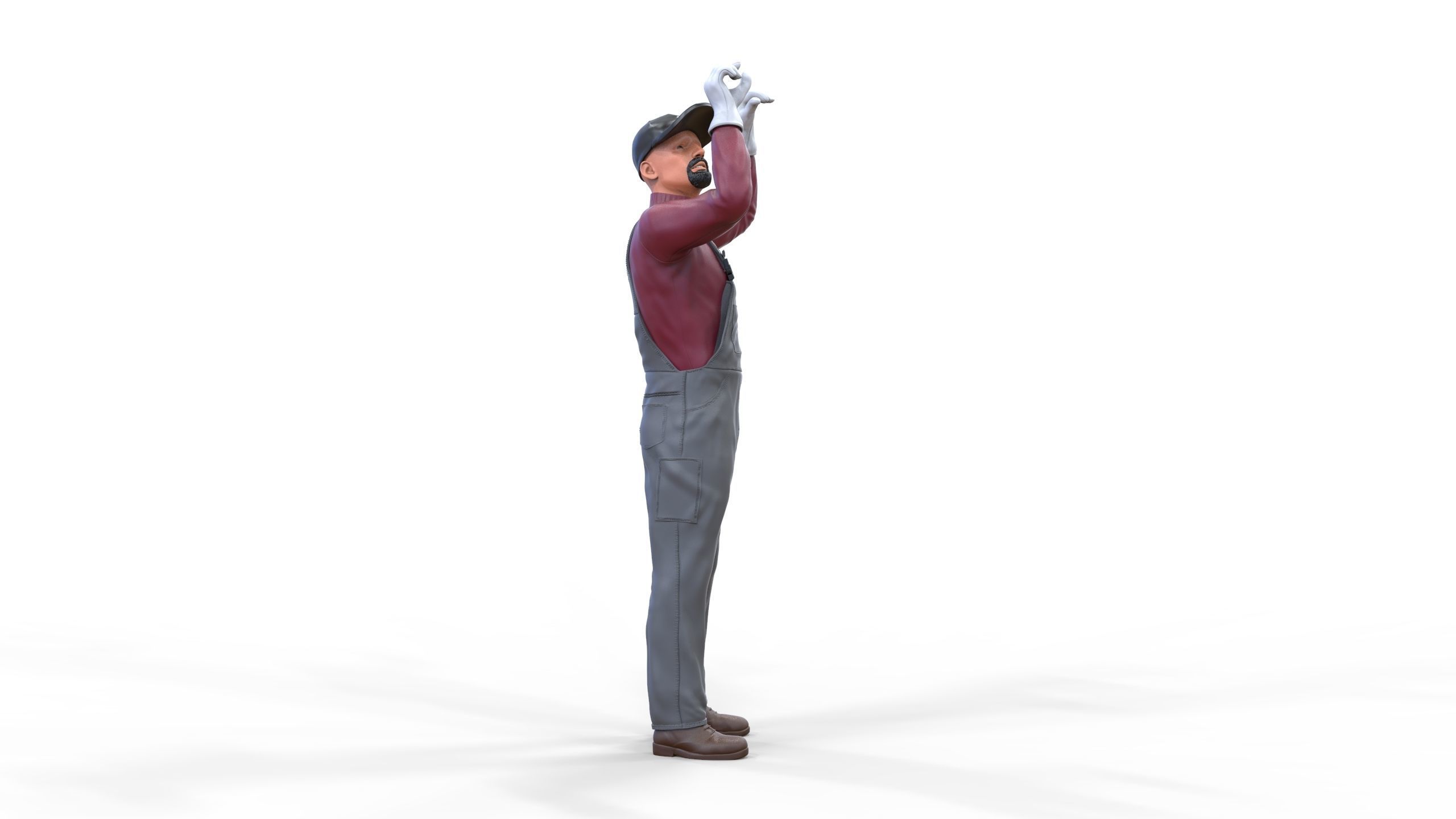 N2 Mechanic Crew working under a car or construction worker 3D print model_35