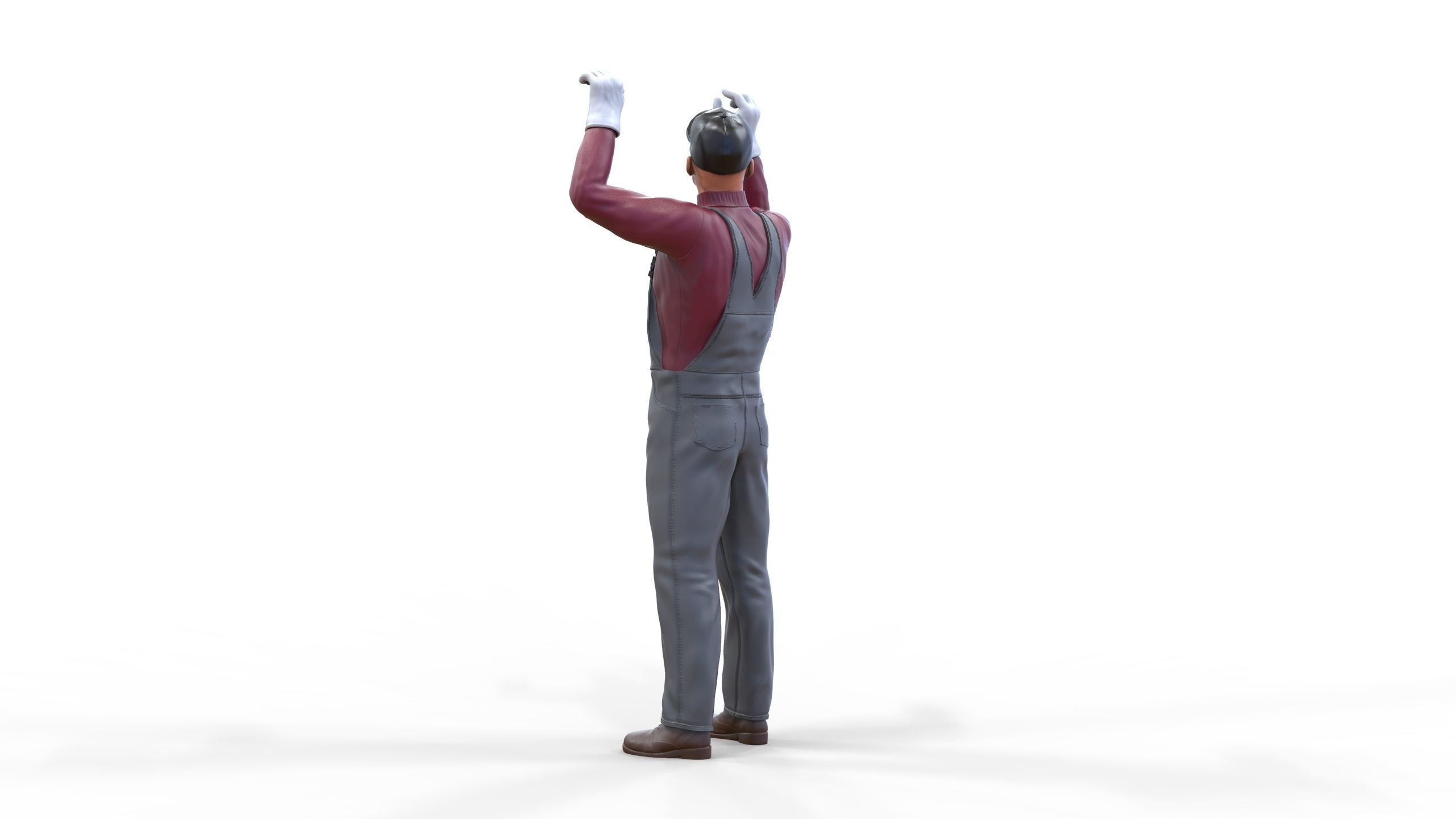 N2 Mechanic Crew working under a car or construction worker 3D print model_18