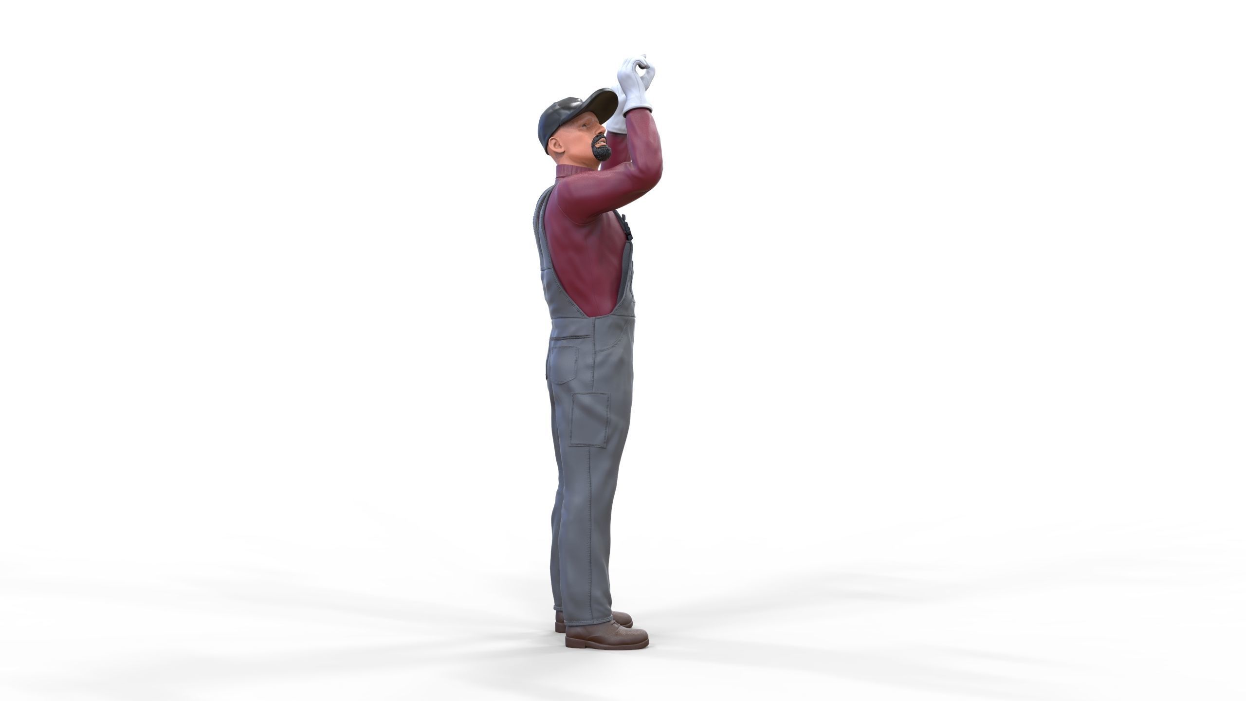 N2 Mechanic Crew working under a car or construction worker 3D print model_34