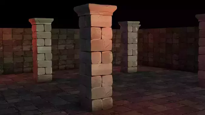 Column Stylized Low-poly 3D model Free 3D model