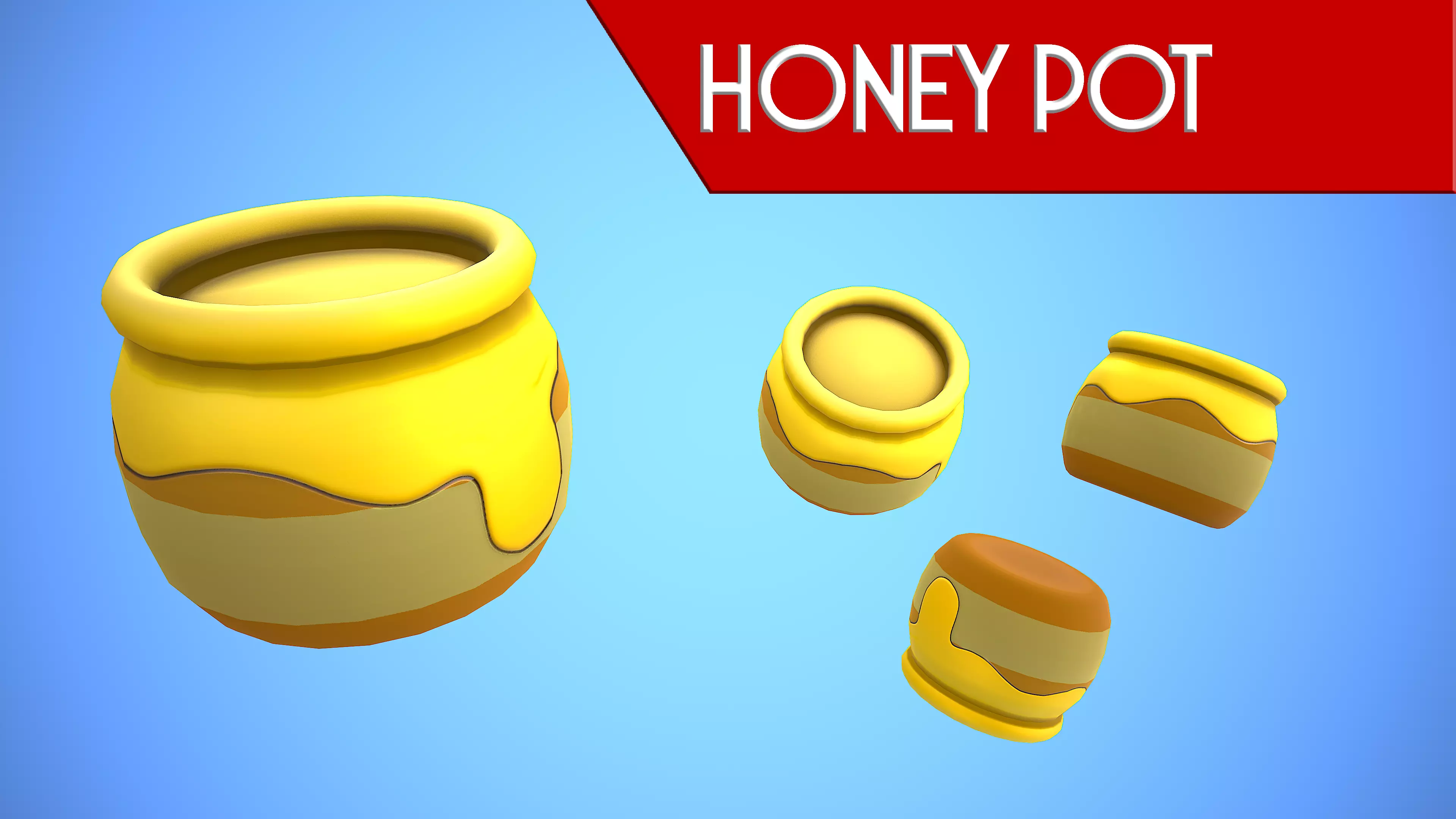 HONEY POT CARTOON STYLIZED Low-poly 3D model_0