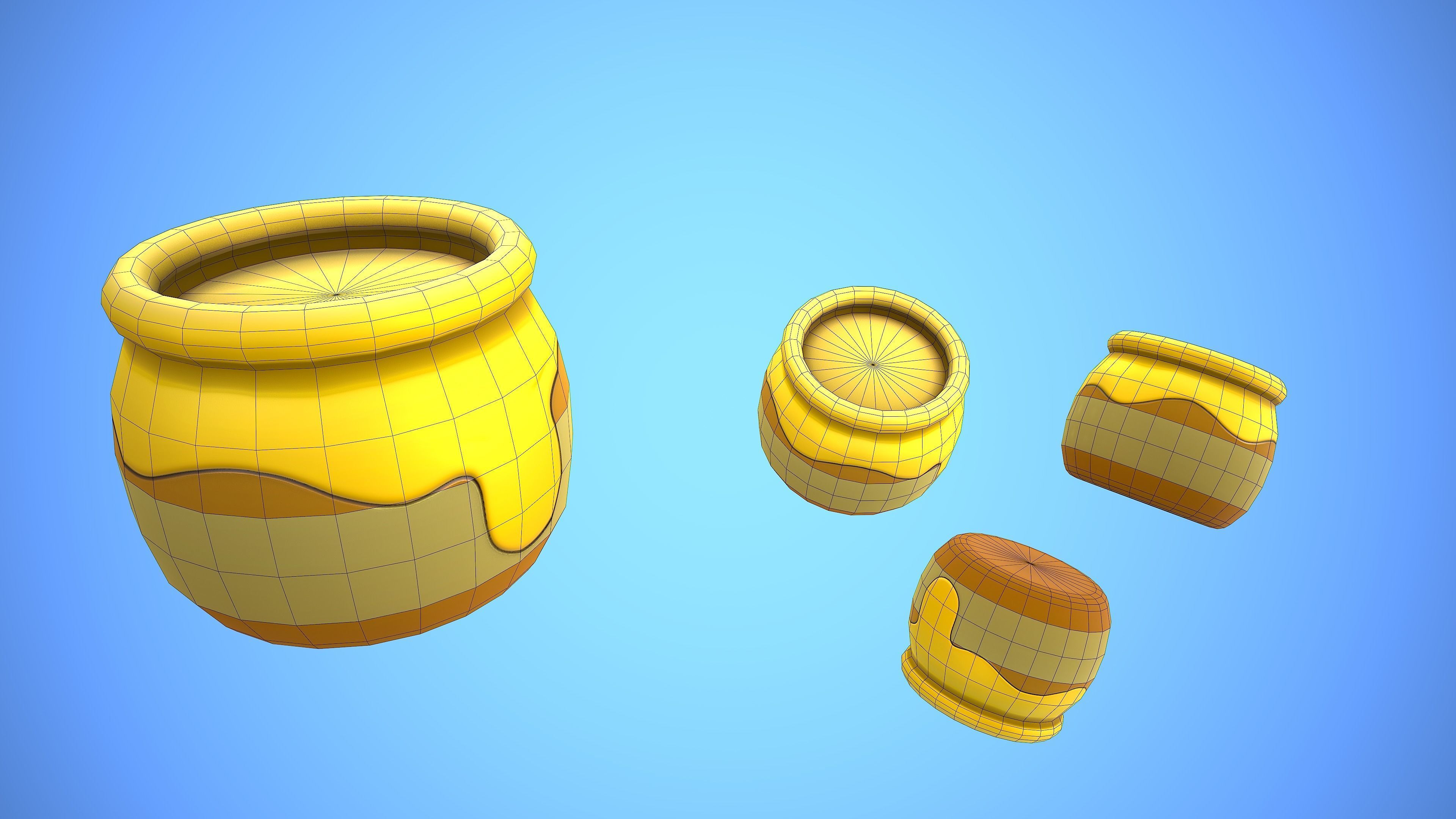 HONEY POT CARTOON STYLIZED Low-poly 3D model_2