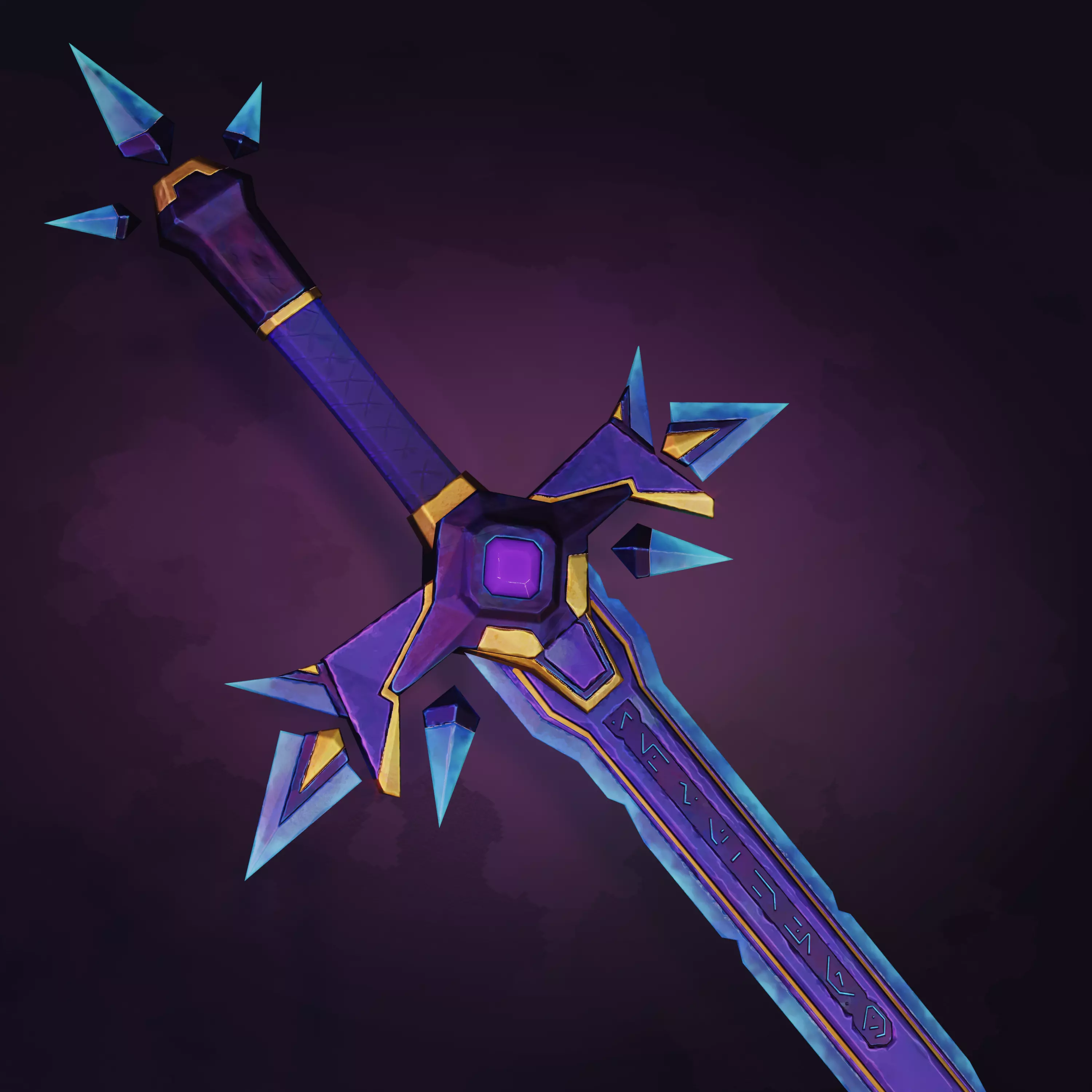 Stylized Night Judge Sword Low-poly 3D model_0