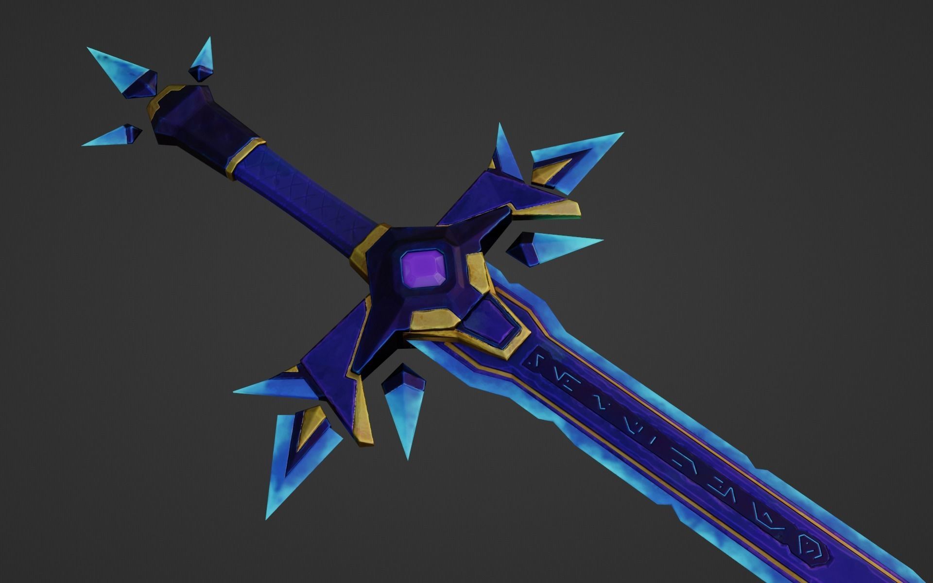 Stylized Night Judge Sword Low-poly 3D model_3