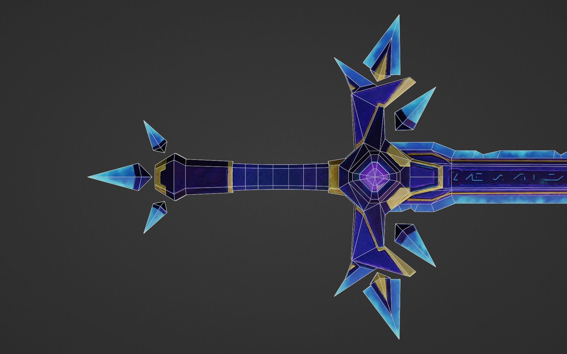 Stylized Night Judge Sword Low-poly 3D model_7
