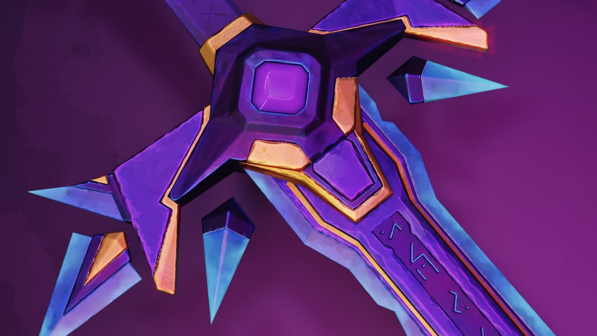 Stylized Night Judge Sword Low-poly 3D model_1