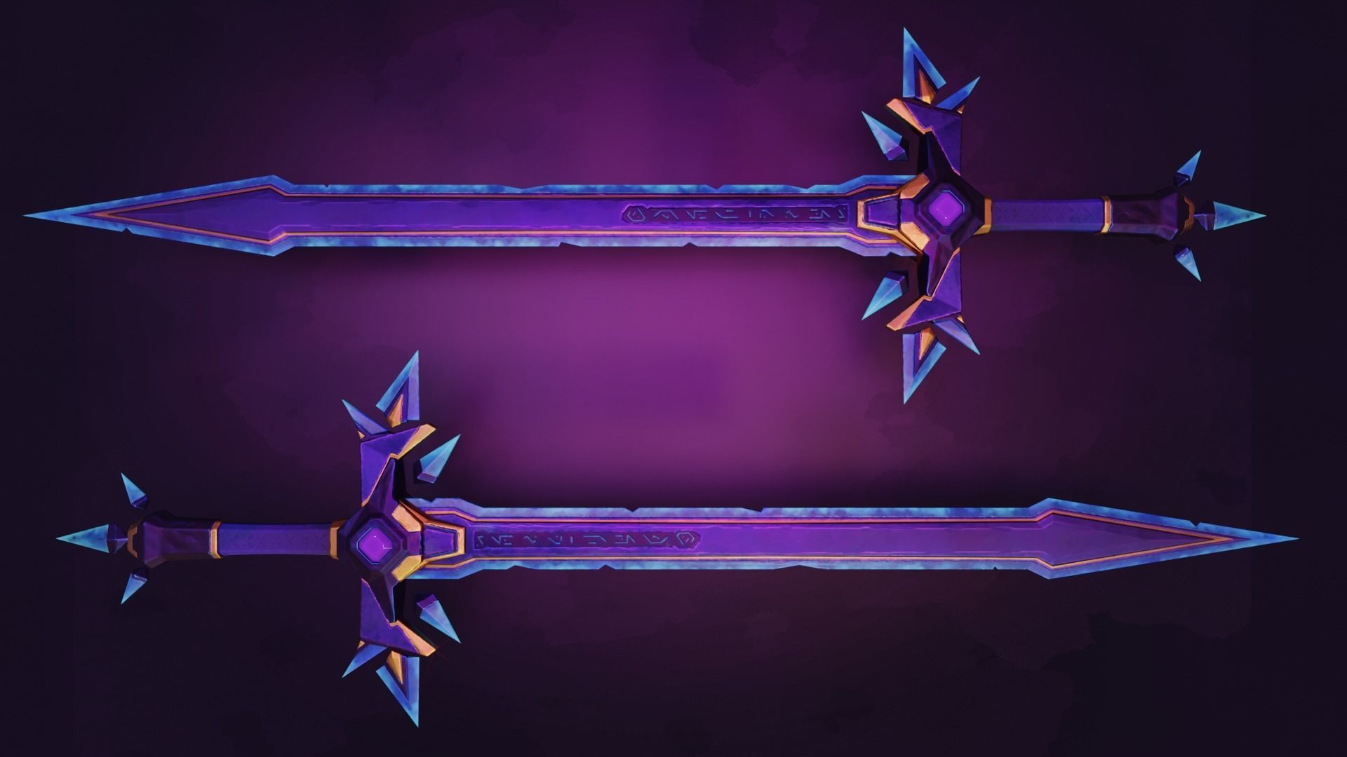 Stylized Night Judge Sword Low-poly 3D model_2