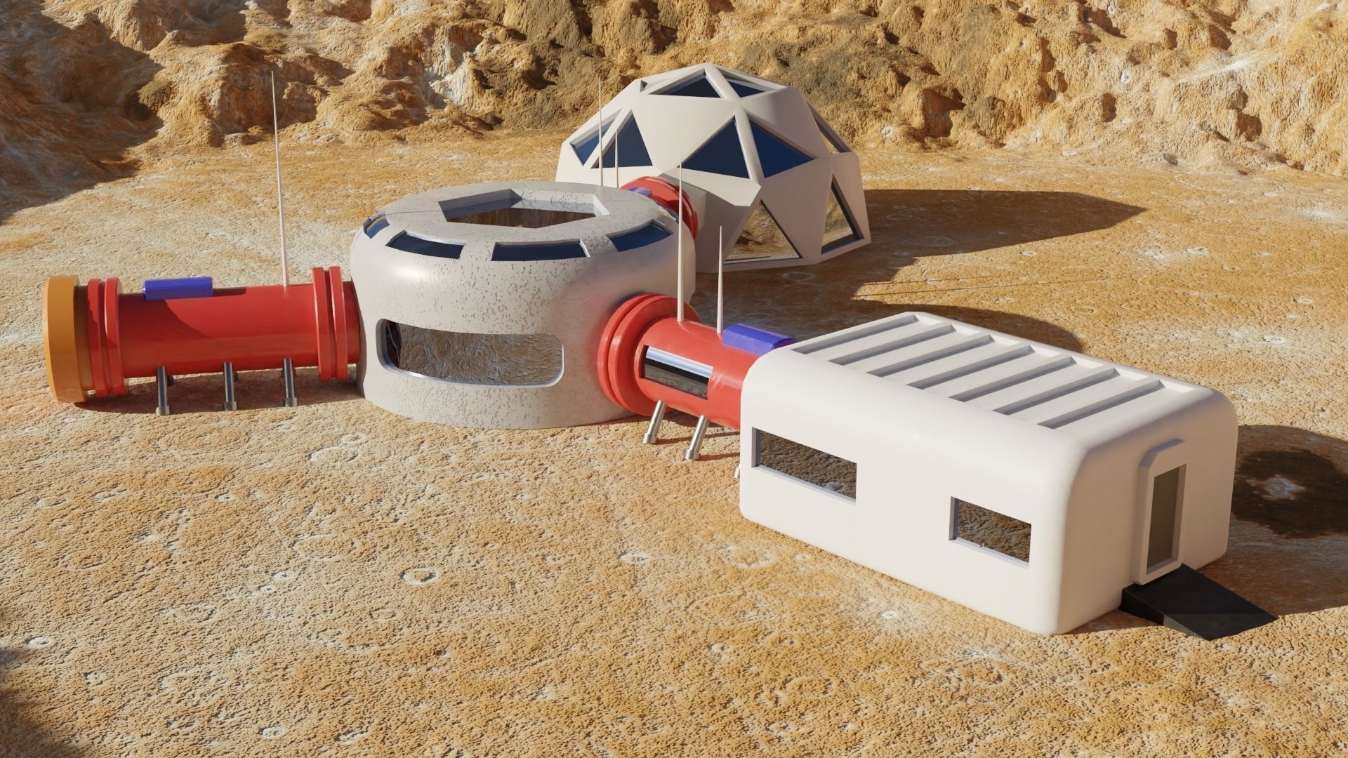 Mars base Low-poly 3D model_17