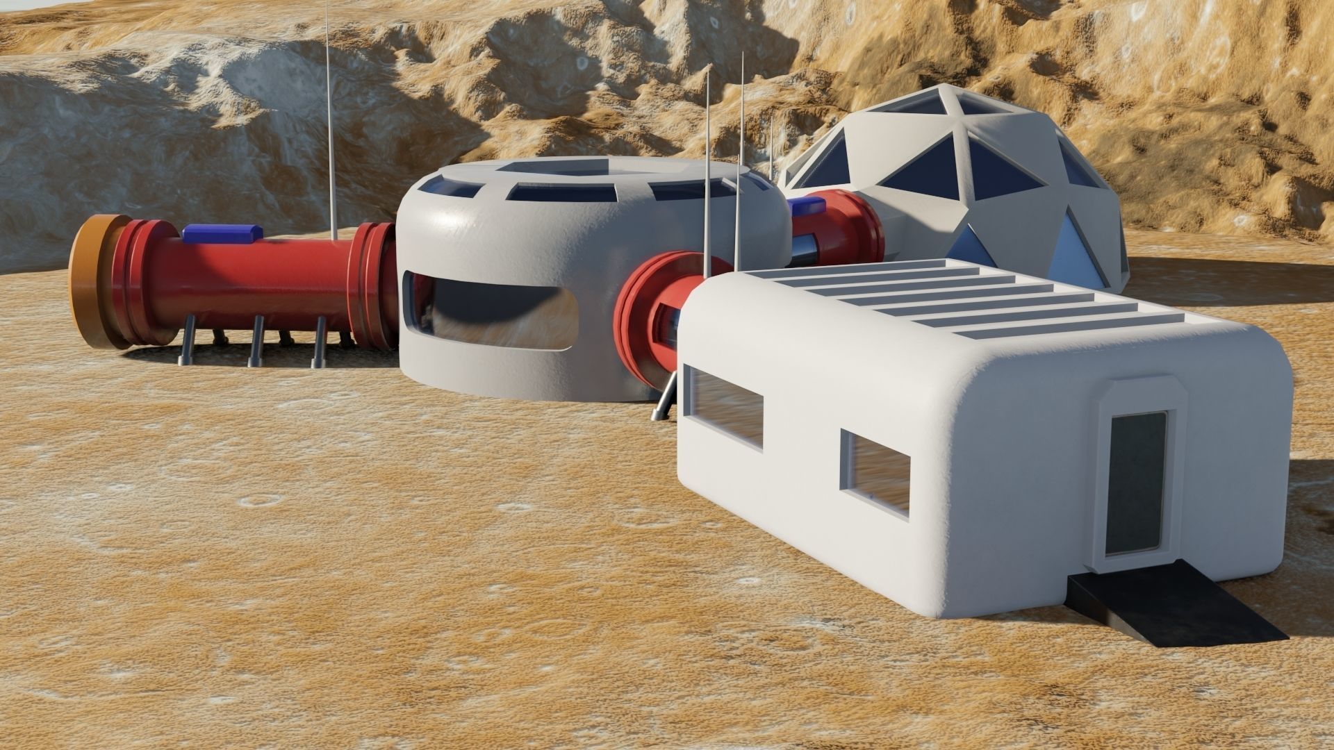 Mars base Low-poly 3D model_16