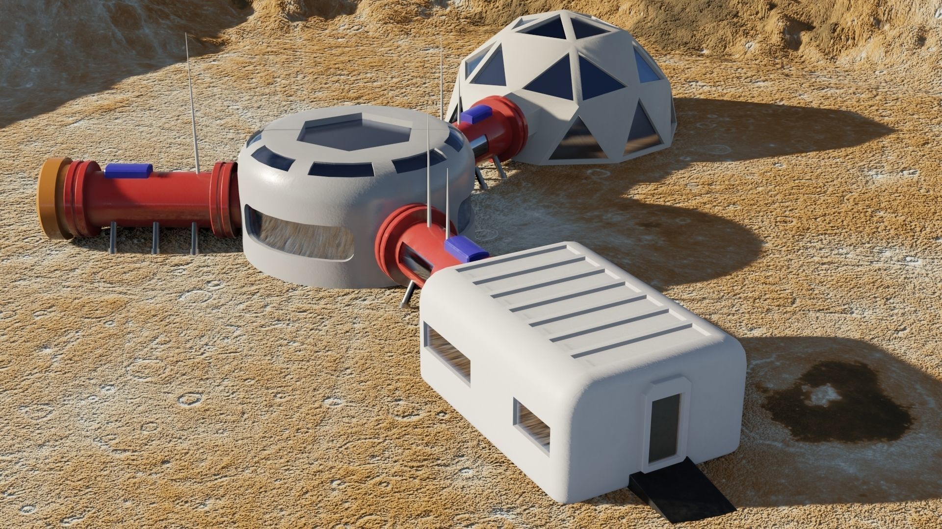 Mars base Low-poly 3D model_12