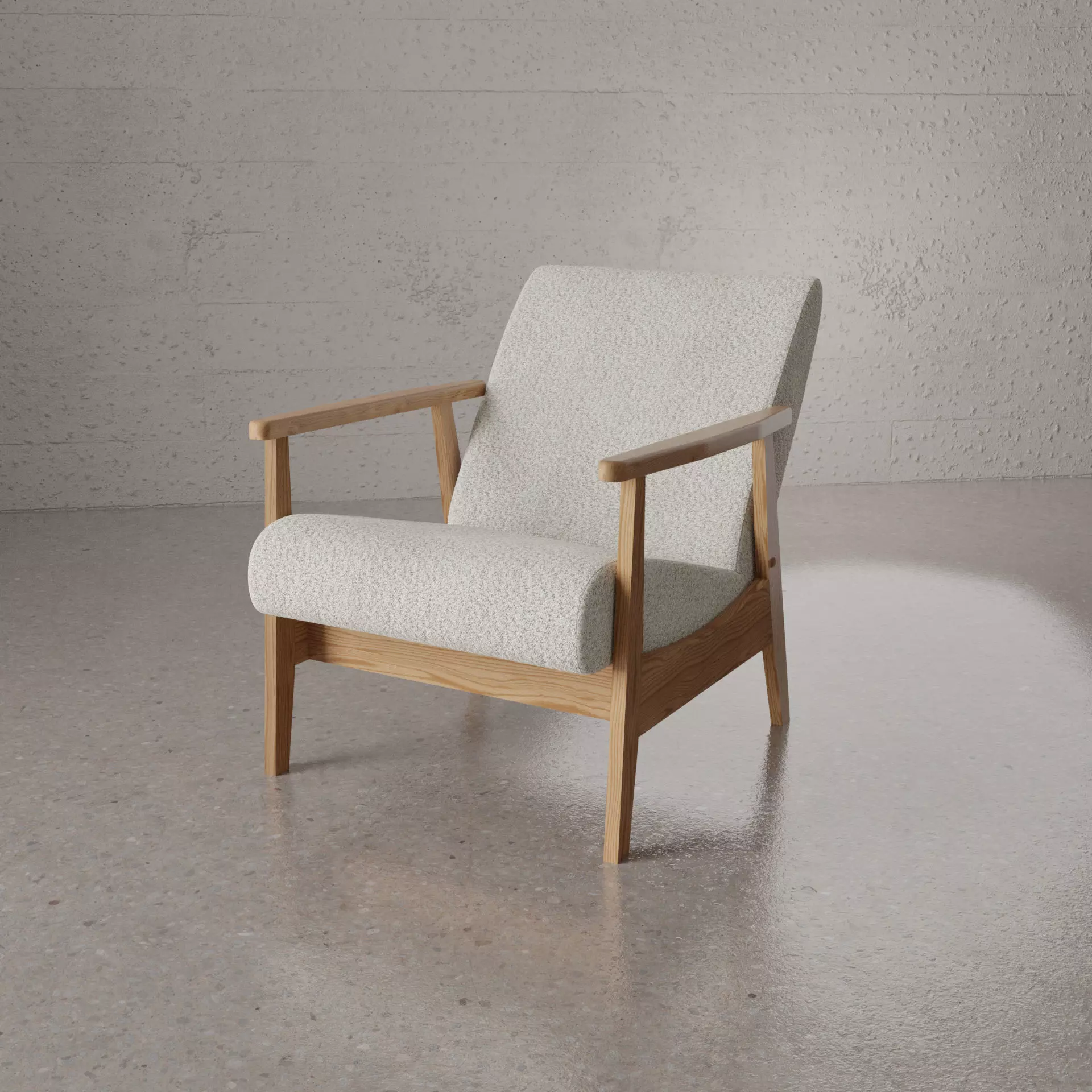 Mid-Century High-Poly Armchair USSR Boucle 3D model Free 3D model