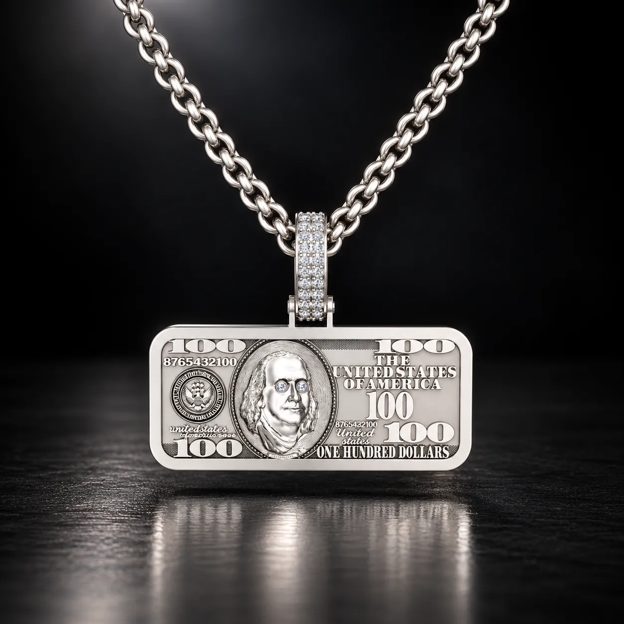 Hundred Dollar Pendant STL 3D Model - Hip Hop Jewelry Design 3D print model