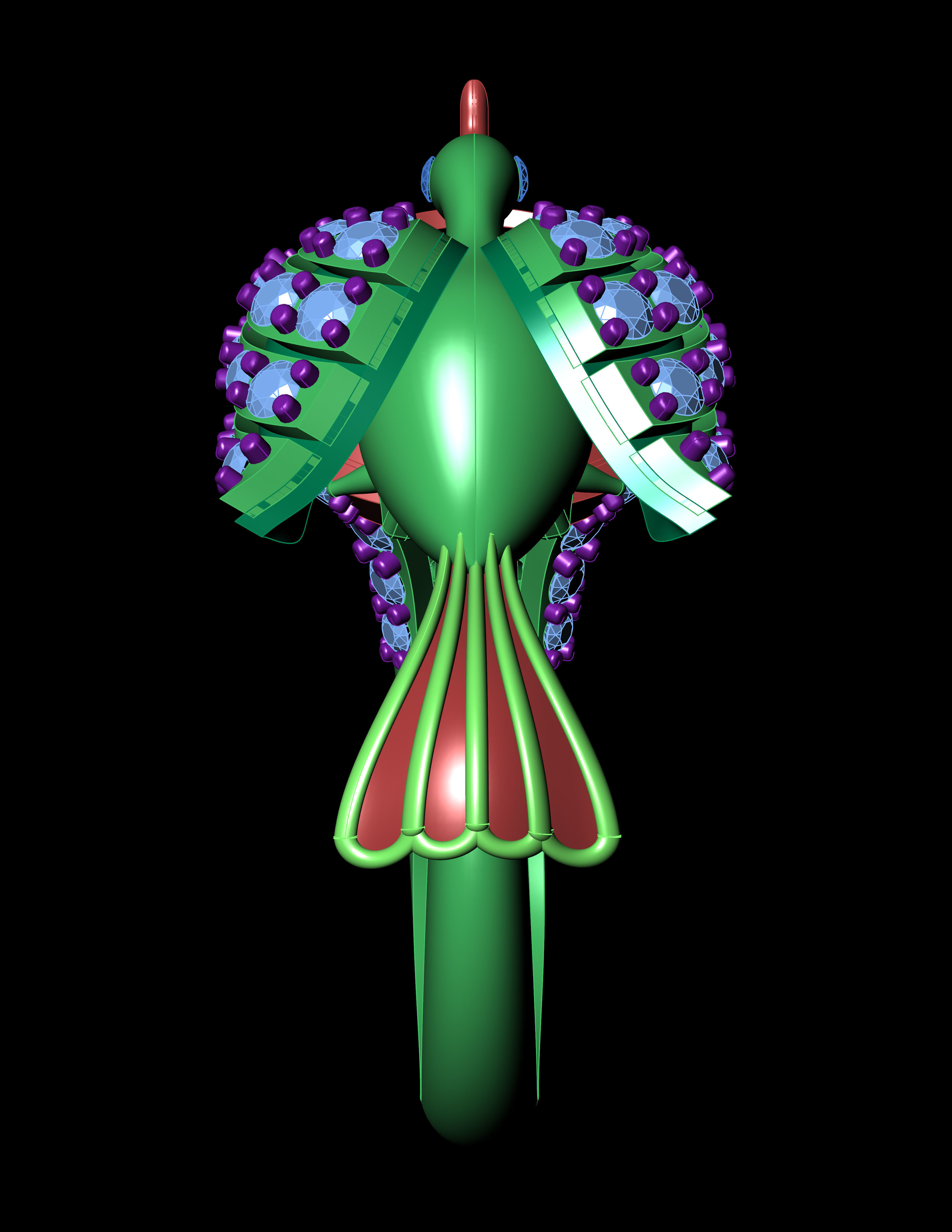 Peacock With Pearl Ring with Daimonds 3D printable Ring 3D print model_15