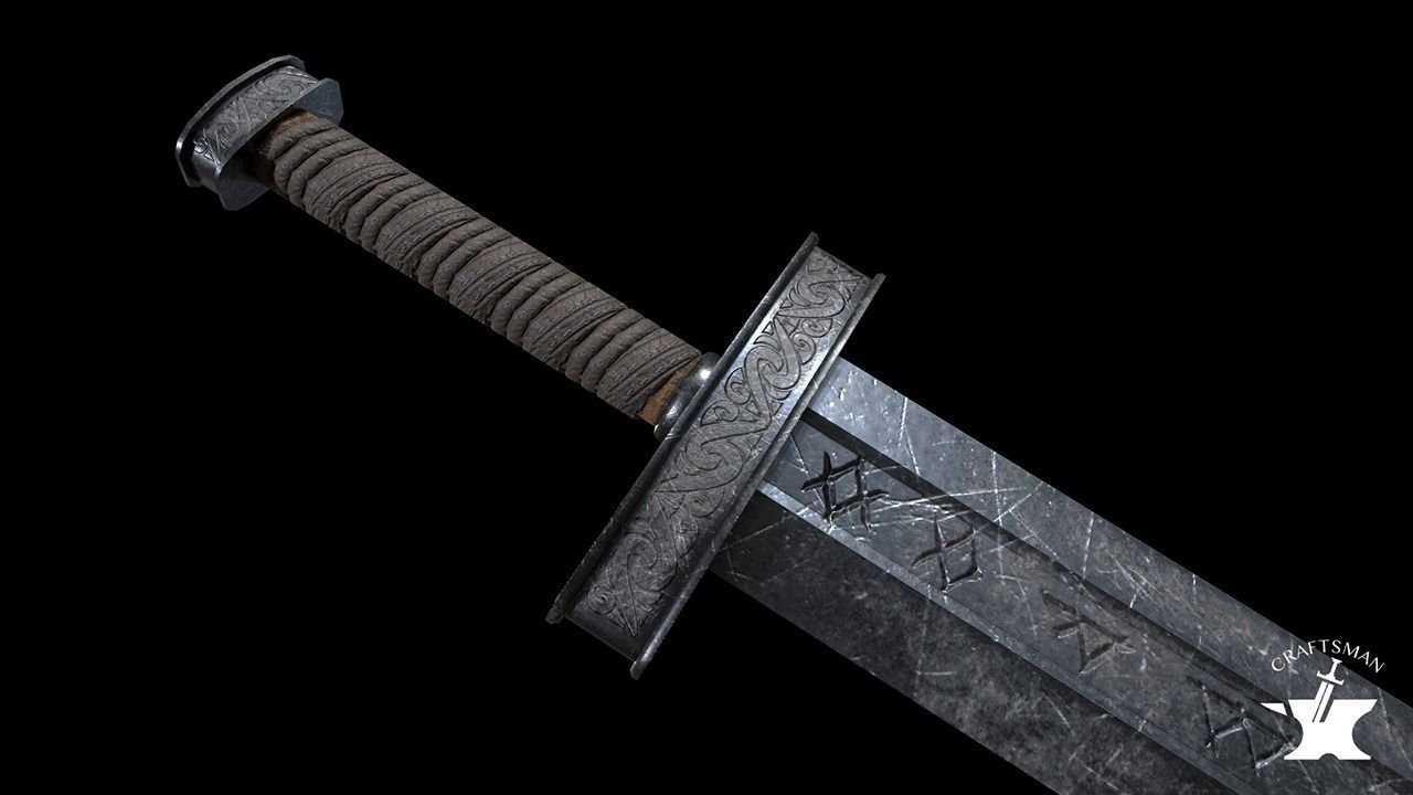 Medieval Realistic Viking Sword Free low-poly 3D model_6