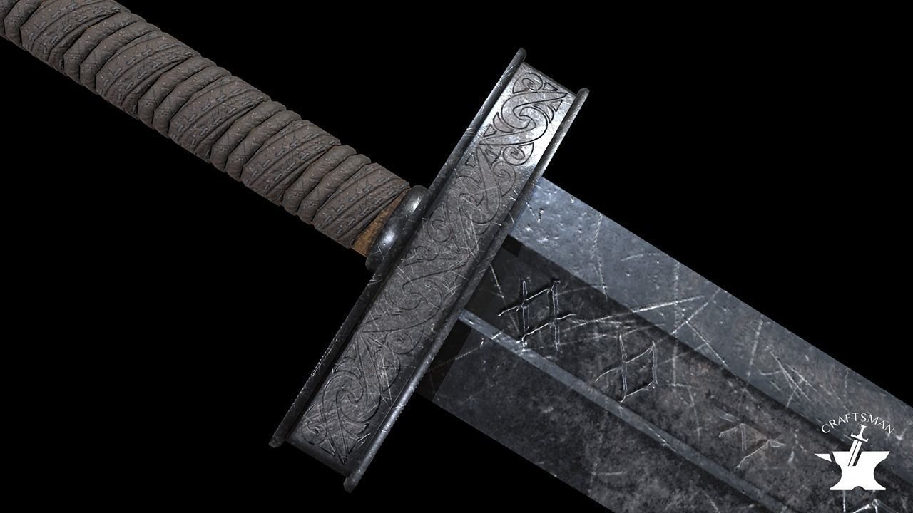 Medieval Realistic Viking Sword Free low-poly 3D model_8