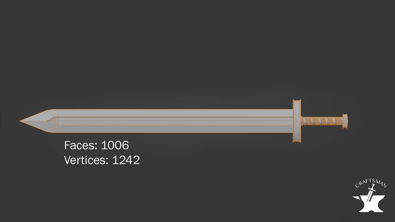 Medieval Realistic Viking Sword Free low-poly 3D model_12
