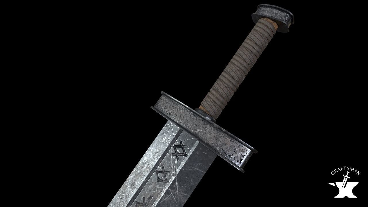 Medieval Realistic Viking Sword Free low-poly 3D model_3