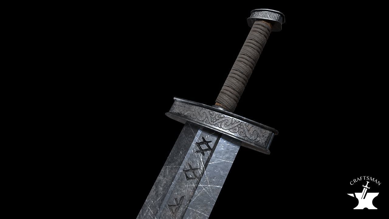 Medieval Realistic Viking Sword Free low-poly 3D model_11