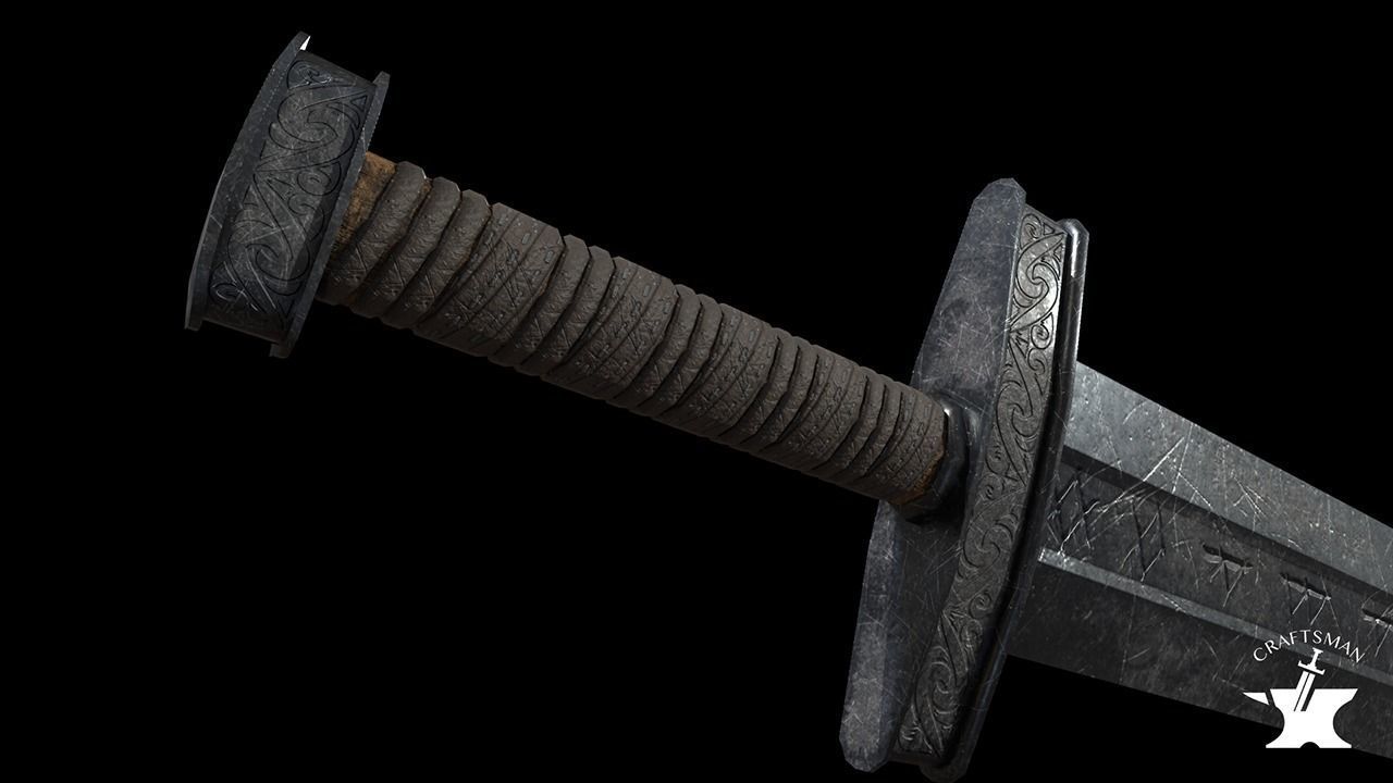 Medieval Realistic Viking Sword Free low-poly 3D model_9