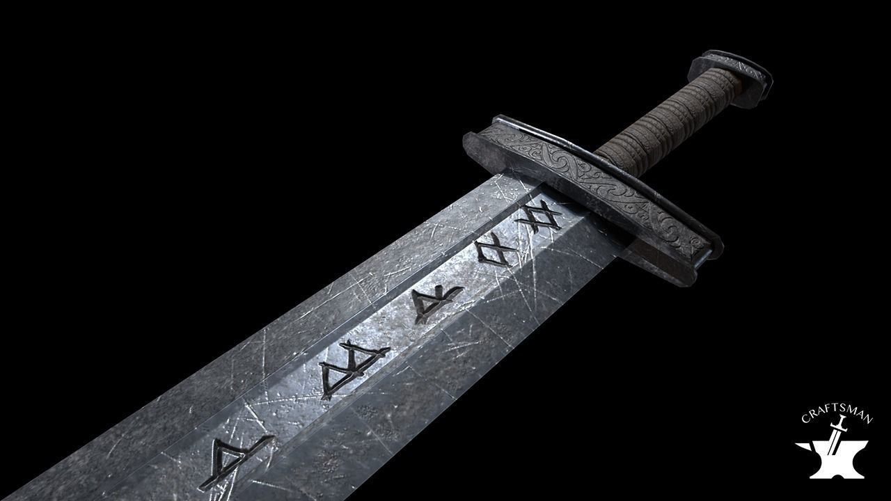 Medieval Realistic Viking Sword Free low-poly 3D model_5