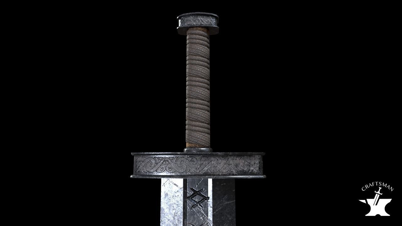 Medieval Realistic Viking Sword Free low-poly 3D model_2